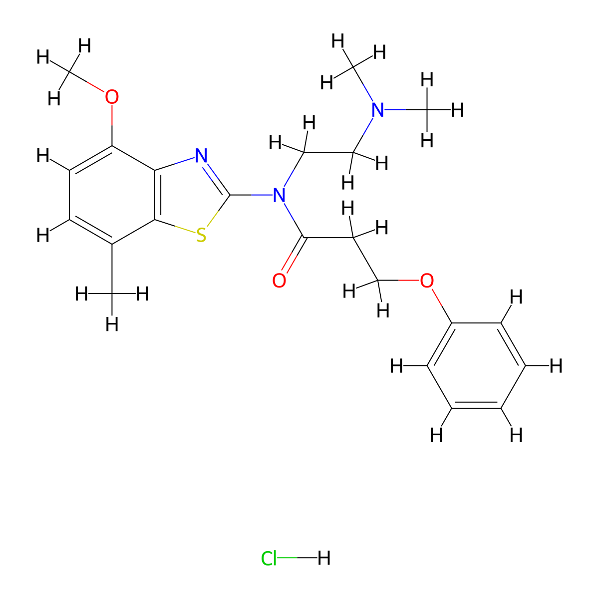 N-(2-(dimethylamino)ethyl)-N-(4-methoxy-7-methylbenzo[d]thiazol-2-yl)-3-phenoxypropanamide hydrochloride molecular structure, CAS 1216599-54-0