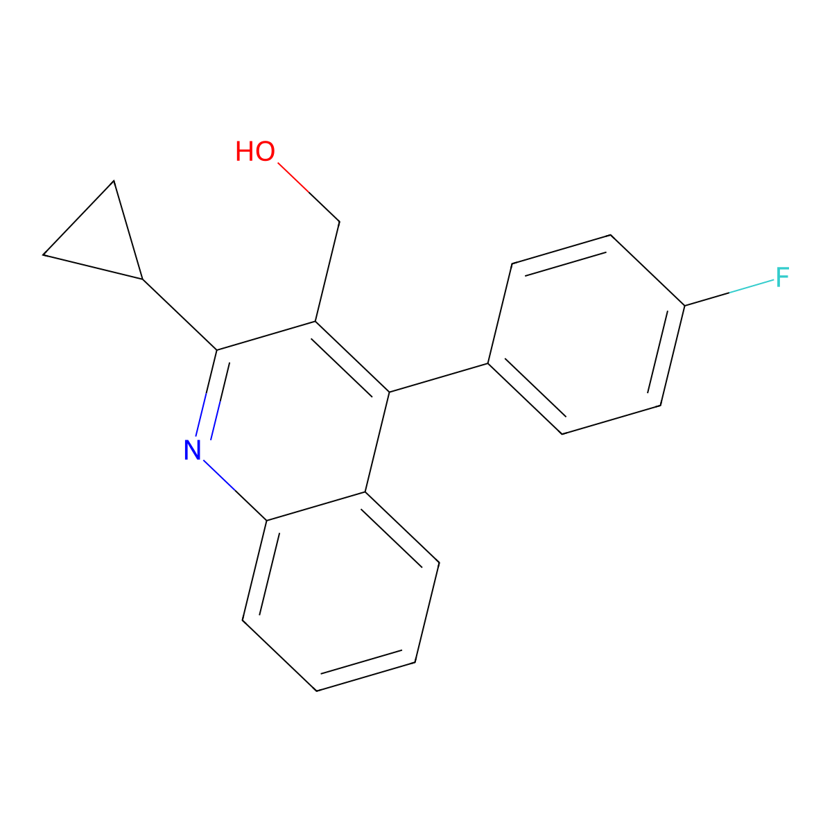 (2-Cyclopropyl-4-(4-fluorophenyl)quinolin-3-yl)methanol molecular structure, CAS 121660-11-5