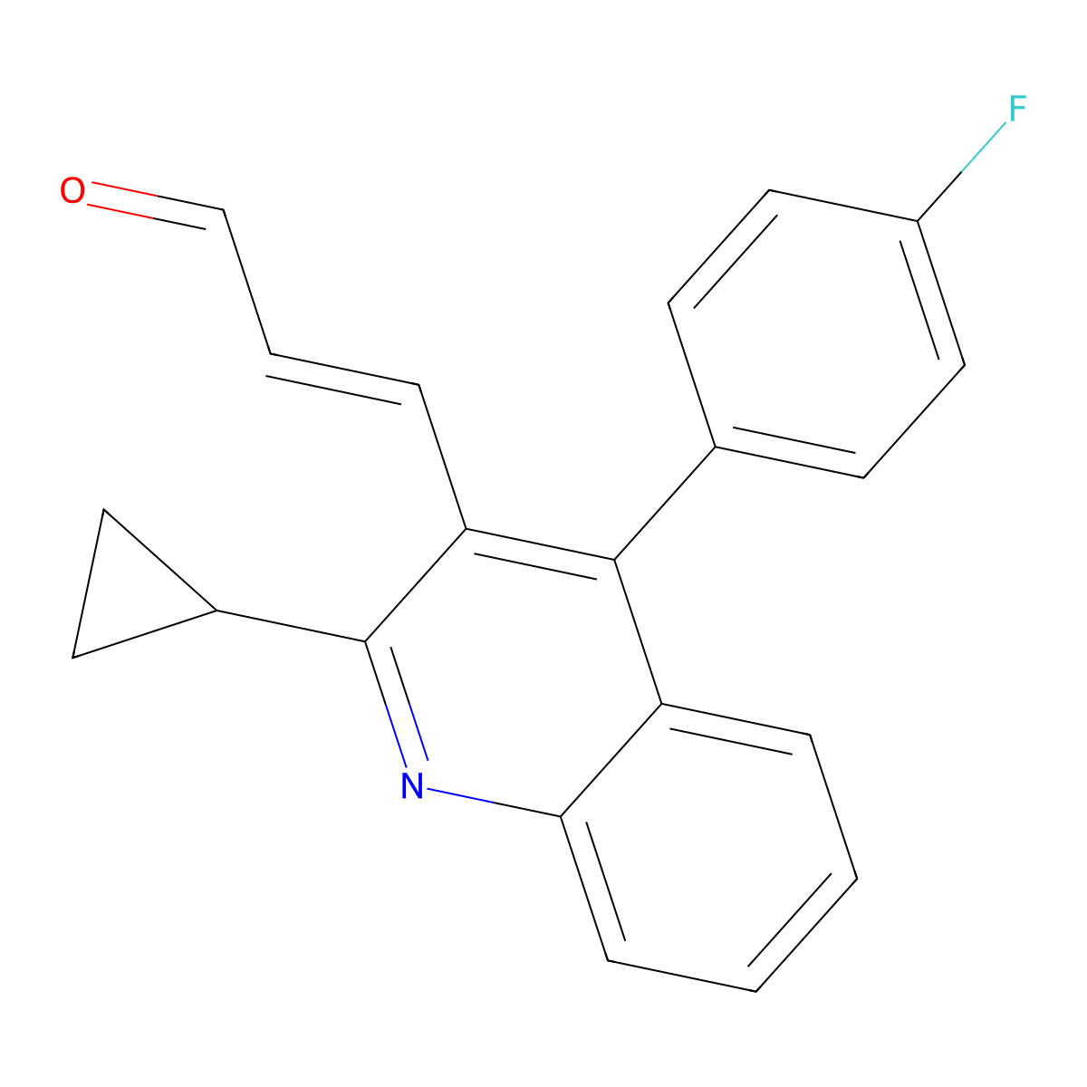 3-[2-Cyclopropyl-4-(4-fluorophenyl)-3-quinolyl]prop-2-enal molecular structure, CAS 121660-63-7