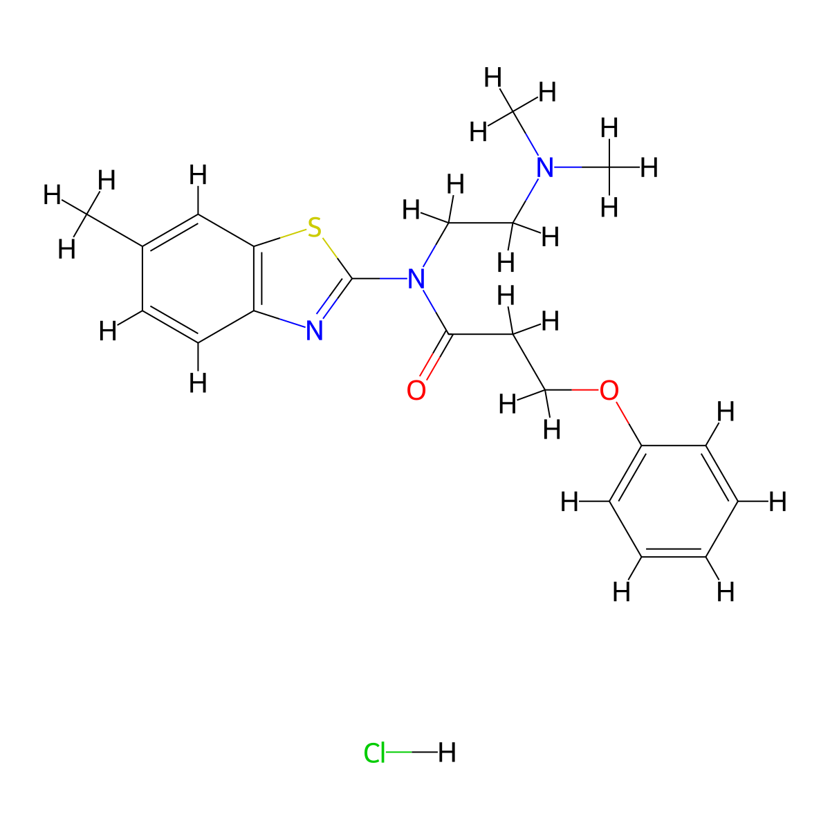 N-(2-(dimethylamino)ethyl)-N-(6-methylbenzo[d]thiazol-2-yl)-3-phenoxypropanamide hydrochloride molecular structure, CAS 1216600-30-4