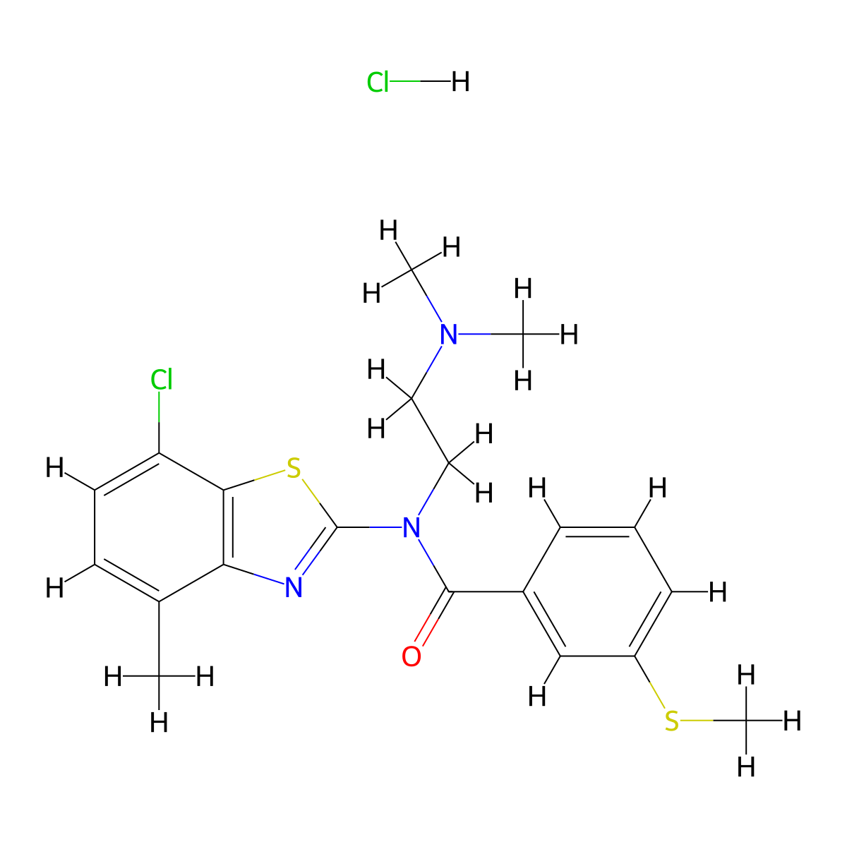 N-(7-chloro-4-methylbenzo[d]thiazol-2-yl)-N-(2-(dimethylamino)ethyl)-3-(methylthio)benzamide hydrochloride molecular structure, CAS 1216600-86-0