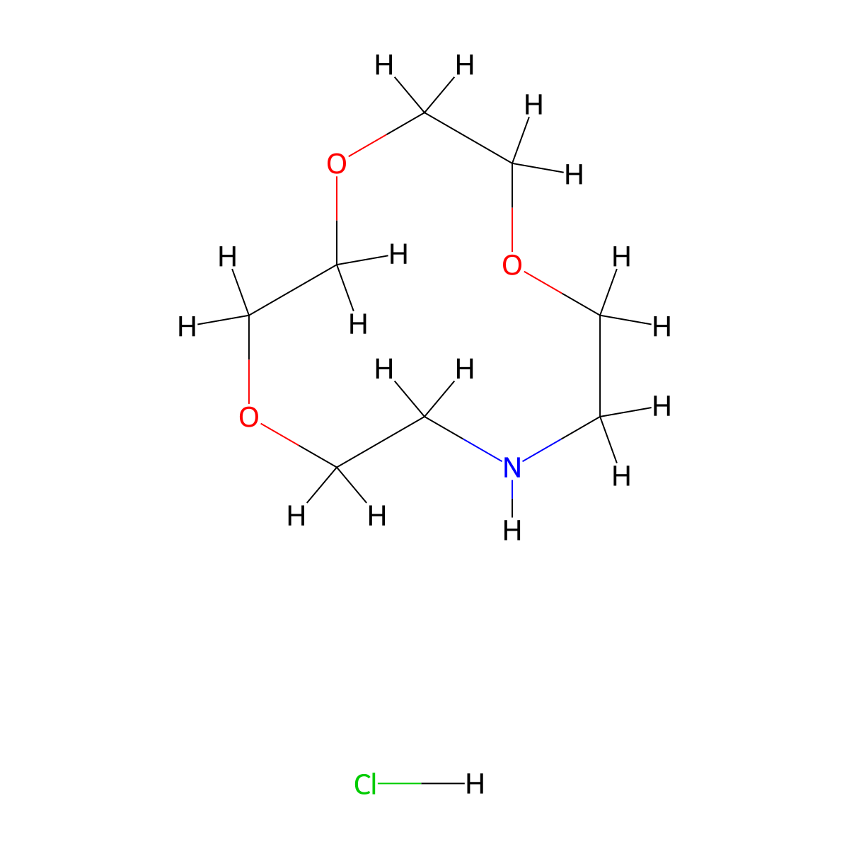1,4,7-Trioxa-10-azacyclododecane hydrochloride molecular structure, CAS 1216602-42-4