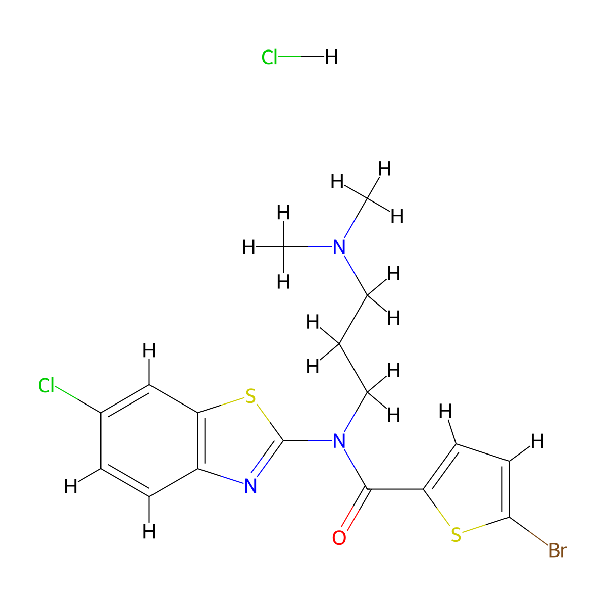 5-bromo-N-(6-chlorobenzo[d]thiazol-2-yl)-N-(3-(dimethylamino)propyl)thiophene-2-carboxamide hydrochloride molecular structure, CAS 1216603-82-5