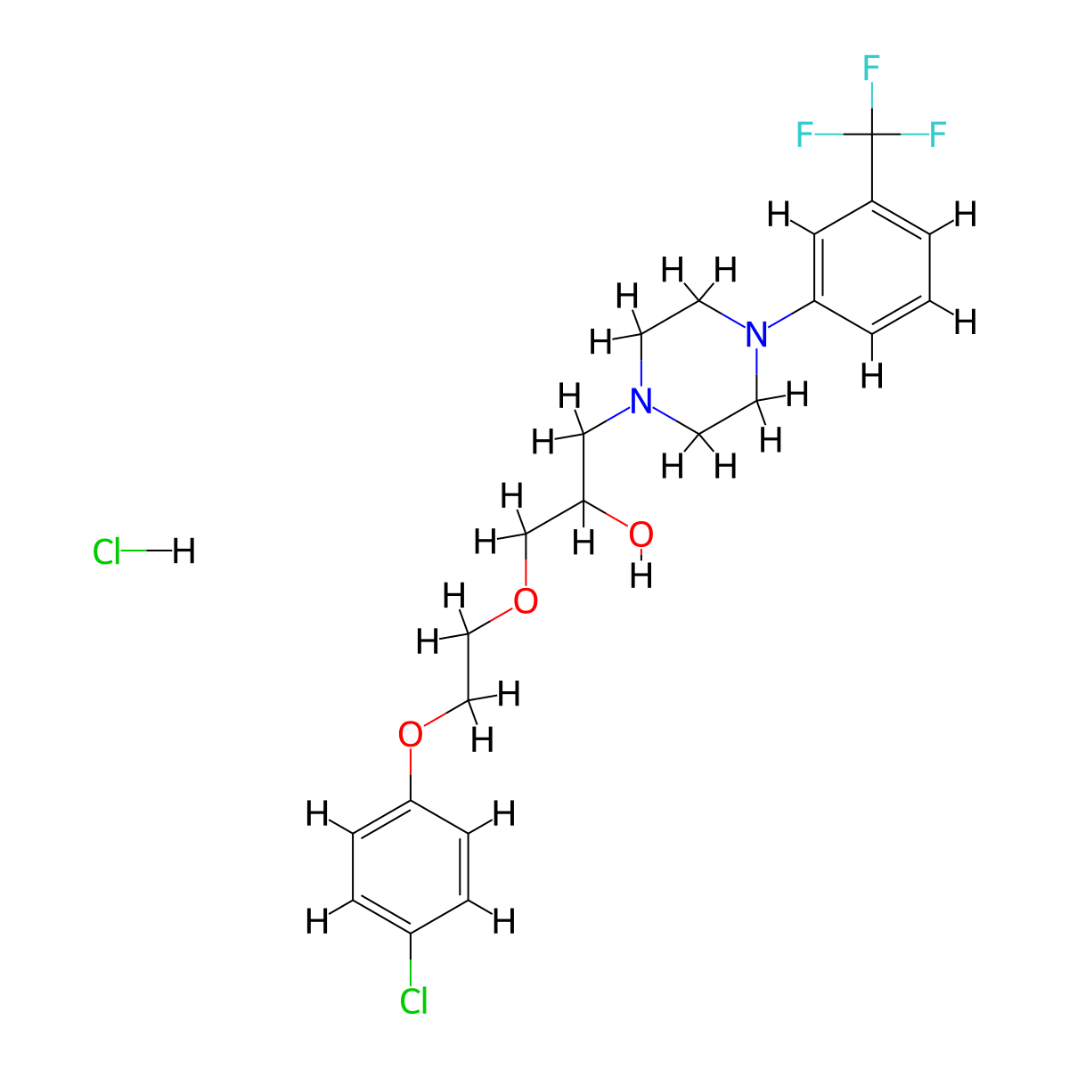 1-(2-(4-Chlorophenoxy)ethoxy)-3-(4-(3-(trifluoromethyl)phenyl)piperazin-1-yl)propan-2-ol hydrochloride molecular structure, CAS 1216603-95-0