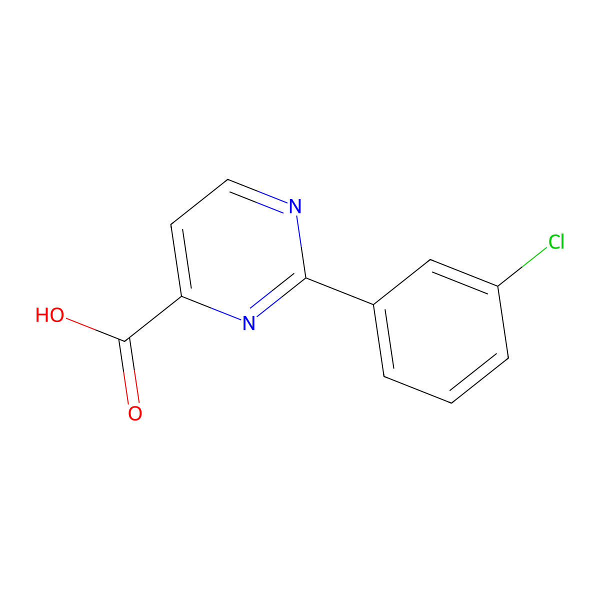 2-(3-Chlorophenyl)pyrimidine-4-carboxylic acid molecular structure, CAS 1216604-60-2