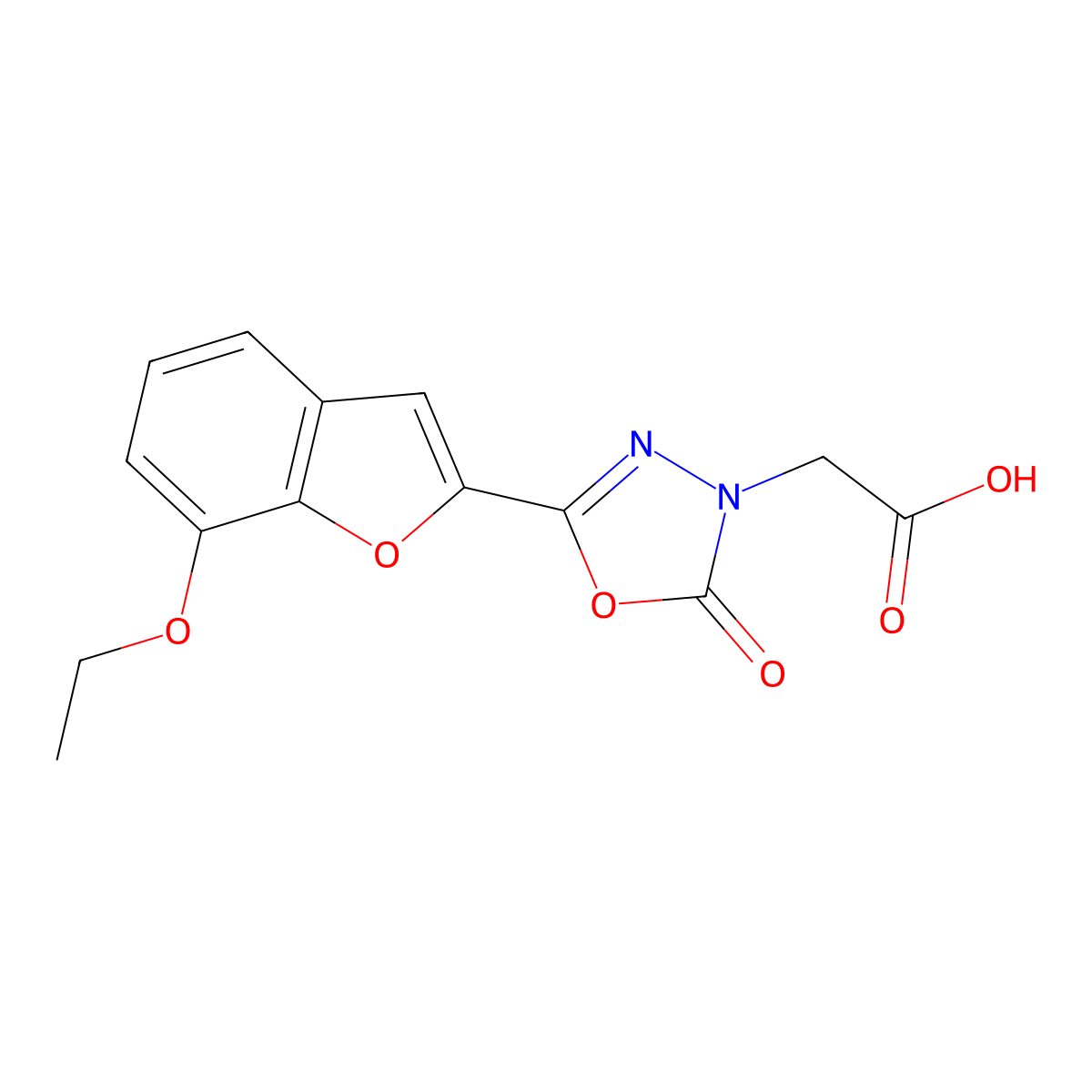 [5-(7-Ethoxy-1-benzofuran-2-yl)-2-oxo-1,3,4-oxadiazol-3(2H)-yl]acetic acid molecular structure, CAS 1216604-77-1