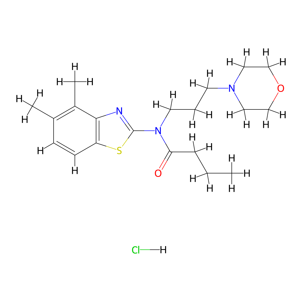 N-(4,5-dimethylbenzo[d]thiazol-2-yl)-N-(3-morpholinopropyl)butyramide hydrochloride molecular structure, CAS 1216606-14-2