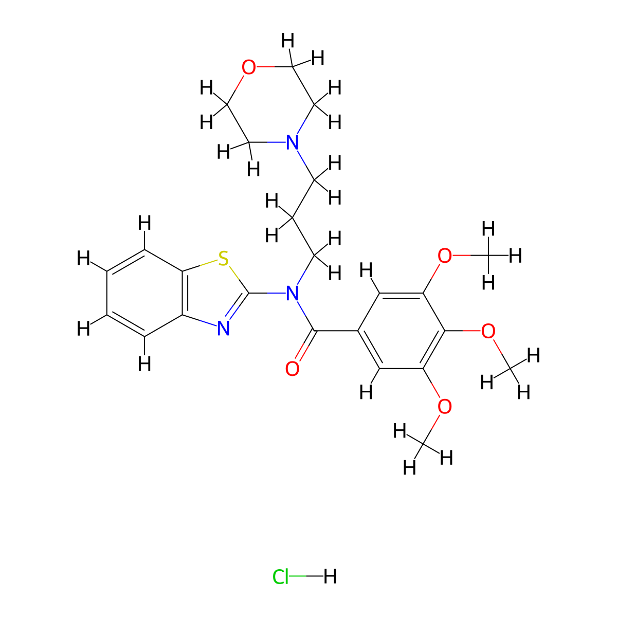 N-(benzo[d]thiazol-2-yl)-3,4,5-trimethoxy-N-(3-morpholinopropyl)benzamide hydrochloride molecular structure, CAS 1216606-31-3