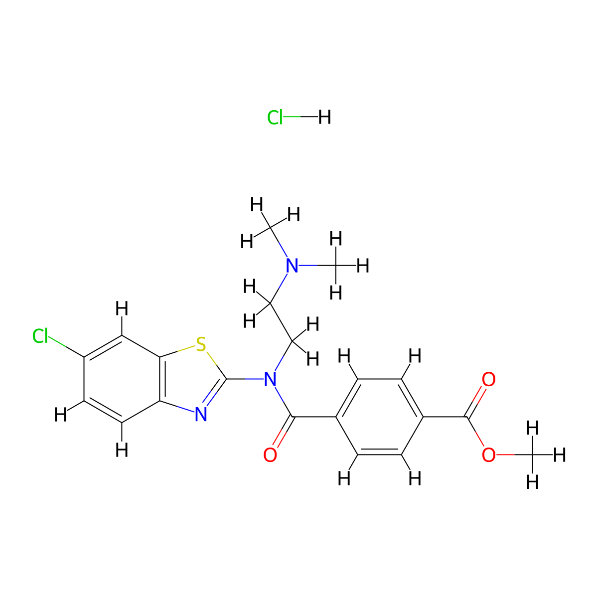 Methyl 4-[(6-chloro-1,3-benzothiazol-2-YL)[2-(dimethylamino)ethyl]carbamoyl]benzoate hydrochloride molecular structure, CAS 1216607-84-9
