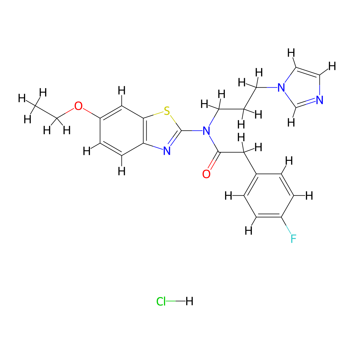 N-(3-(1H-imidazol-1-yl)propyl)-N-(6-ethoxybenzo[d]thiazol-2-yl)-2-(4-fluorophenyl)acetamide hydrochloride molecular structure, CAS 1216607-96-3