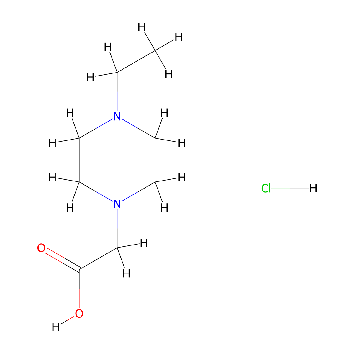 2-(4-Ethylpiperazin-1-yl)acetic acid hydrochloride molecular structure, CAS 1216609-00-5