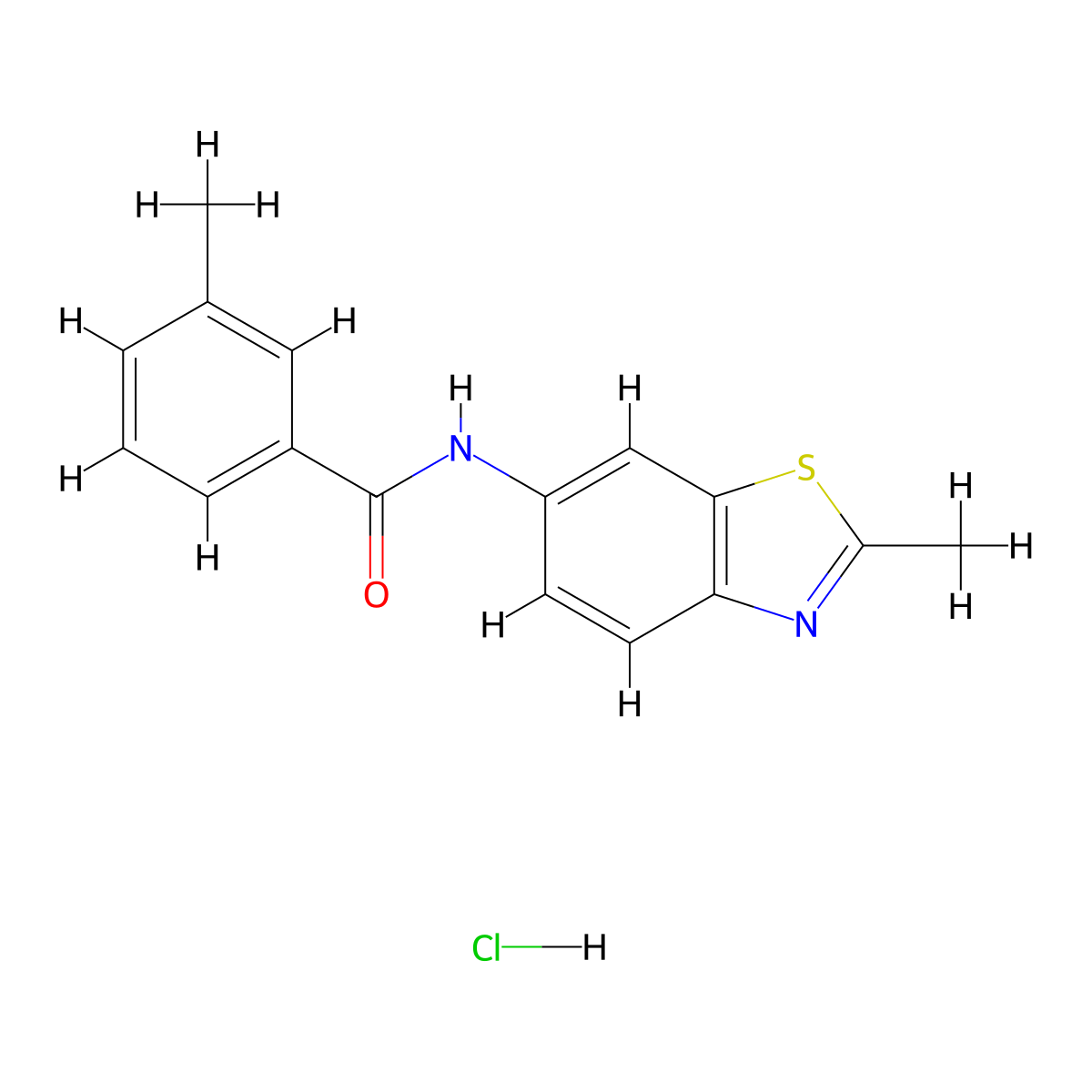 3-Methyl-N-(2-methyl-1,3-benzothiazol-6-YL)benzamide hydrochloride molecular structure, CAS 1216609-05-0