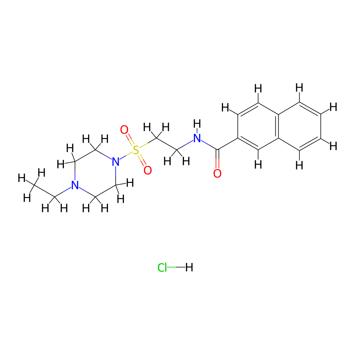N-(2-((4-ethylpiperazin-1-yl)sulfonyl)ethyl)-2-naphthamide hydrochloride molecular structure, CAS 1216609-90-3
