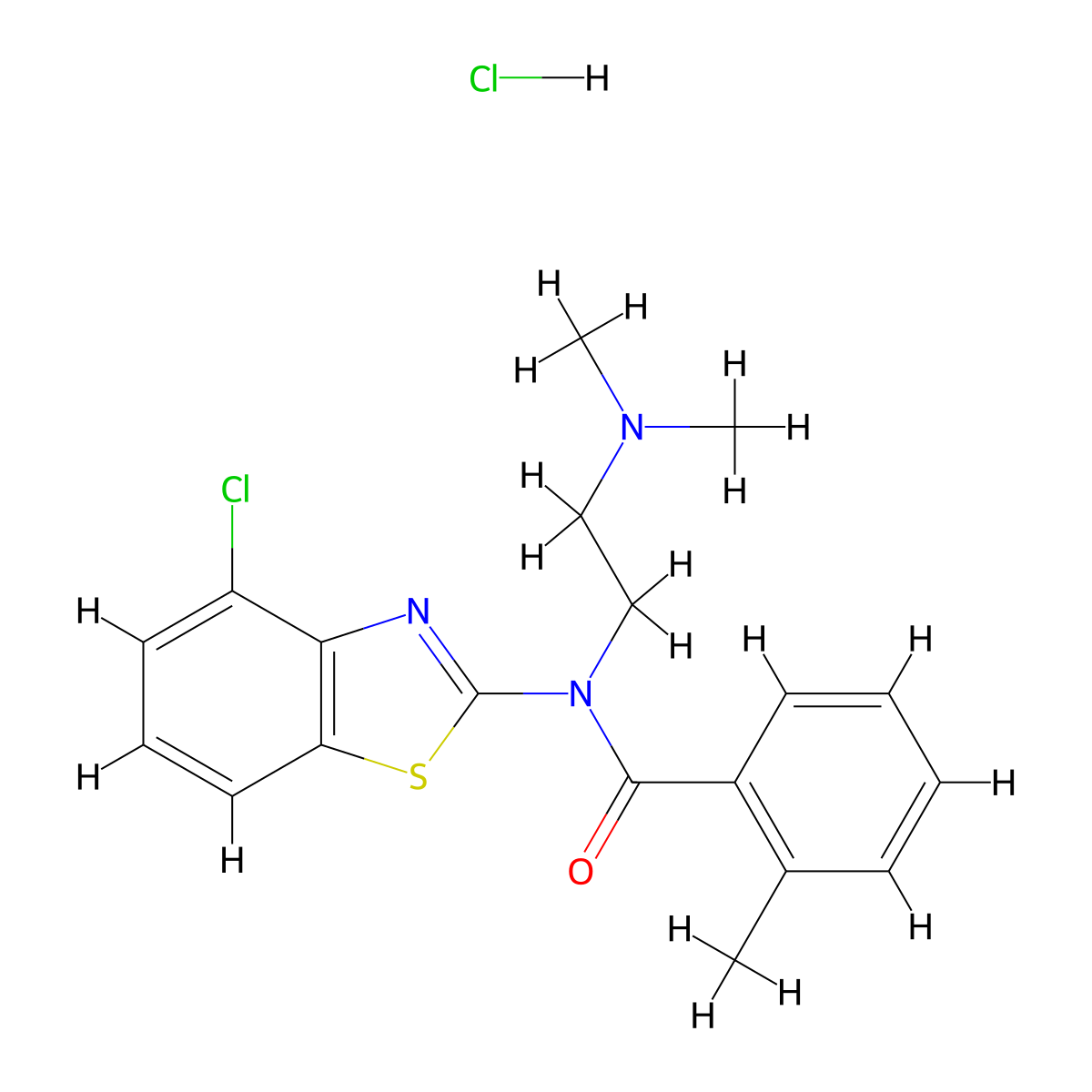 N-(4-chlorobenzo[d]thiazol-2-yl)-N-(2-(dimethylamino)ethyl)-2-methylbenzamide hydrochloride molecular structure, CAS 1216610-06-8
