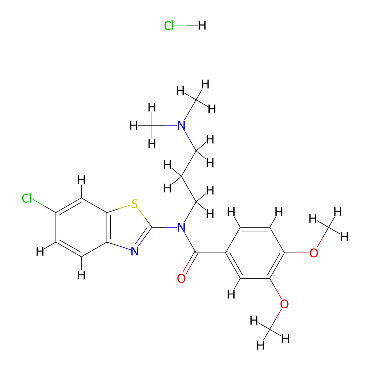 N-(6-chlorobenzo[d]thiazol-2-yl)-N-(3-(dimethylamino)propyl)-3,4-dimethoxybenzamide hydrochloride molecular structure, CAS 1216610-22-8