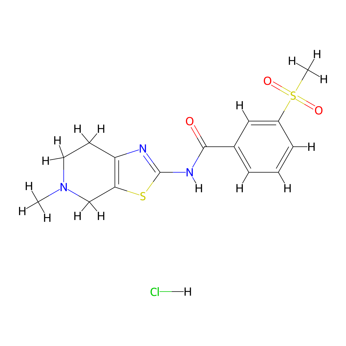 N-(5-methyl-4,5,6,7-tetrahydrothiazolo[5,4-c]pyridin-2-yl)-3-(methylsulfonyl)benzamide hydrochloride molecular structure, CAS 1216610-87-5