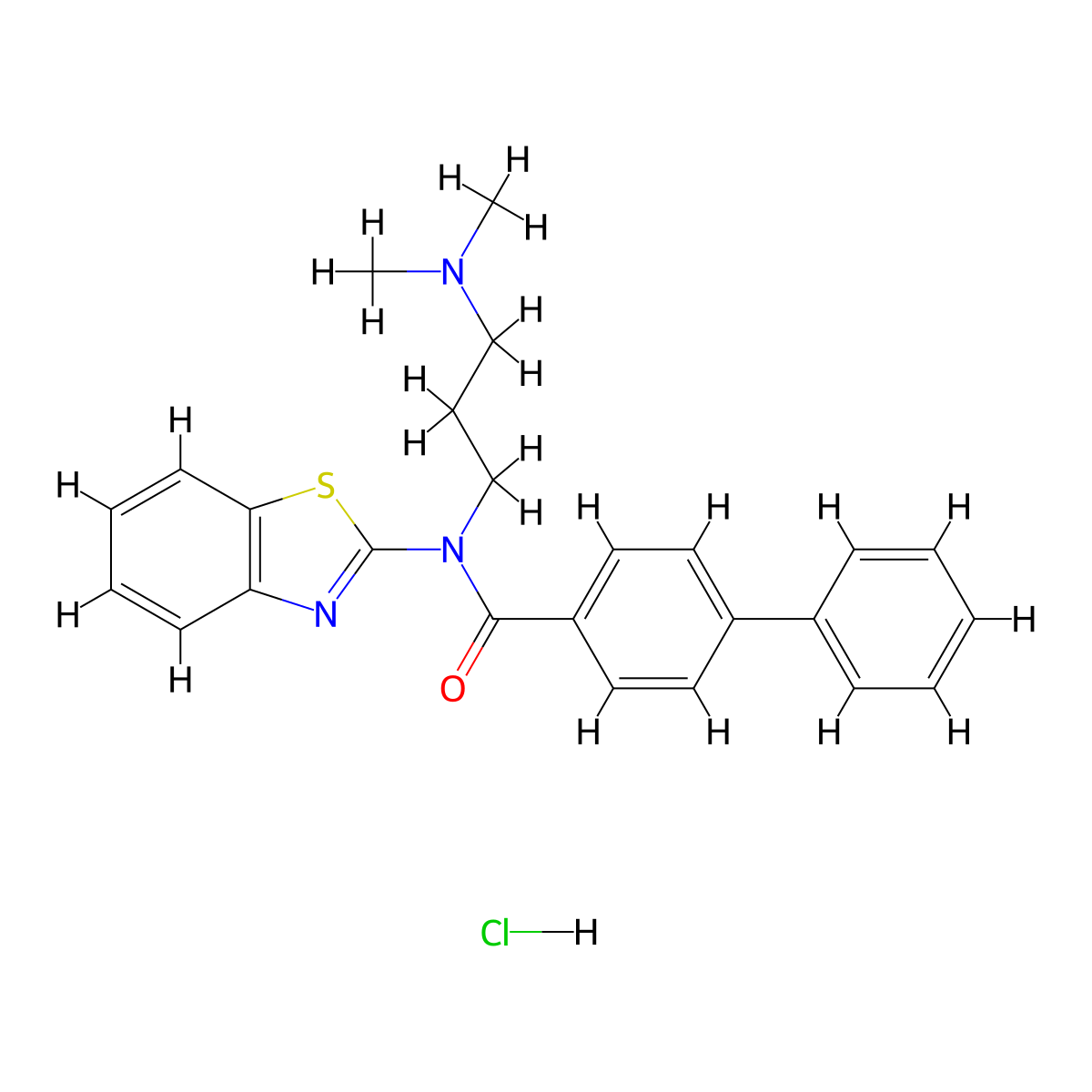 N-(benzo[d]thiazol-2-yl)-N-(3-(dimethylamino)propyl)-[1,1'-biphenyl]-4-carboxamide hydrochloride molecular structure, CAS 1216611-78-7