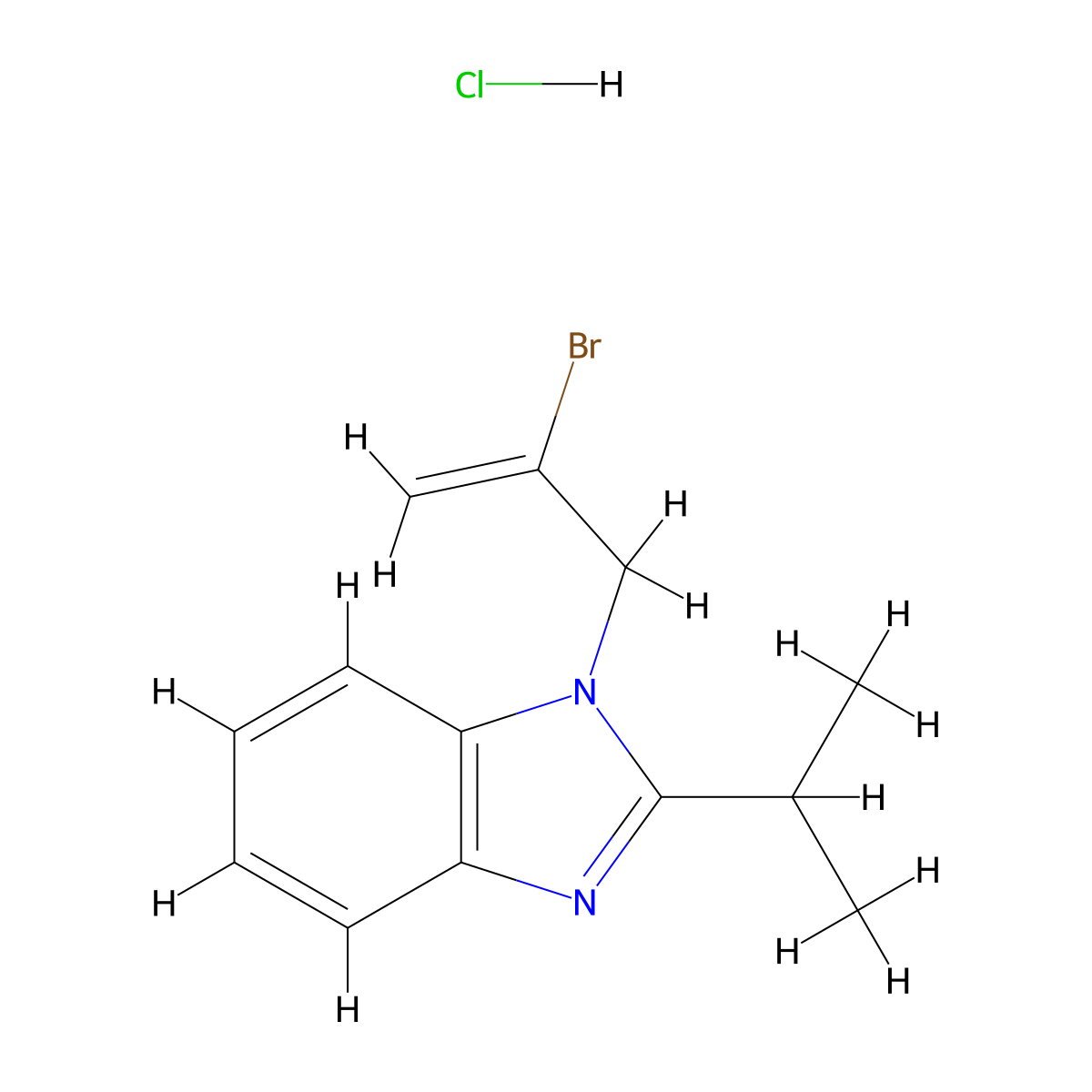 1-(2-bromoallyl)-2-isopropyl-1H-benzo[d]imidazole hydrochloride molecular structure, CAS 1216613-31-8