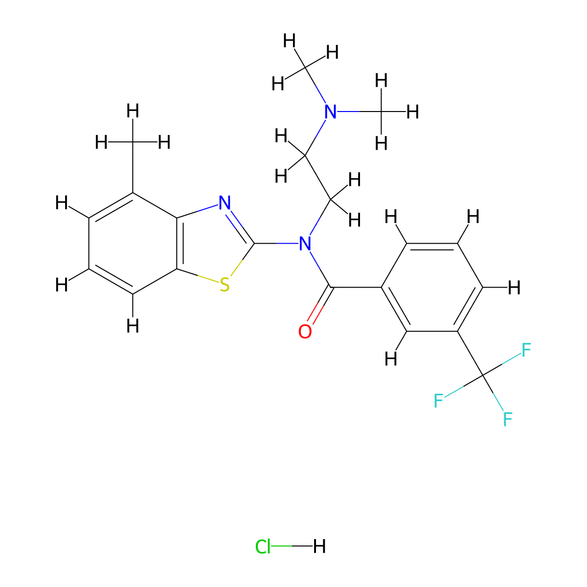 N-(2-(dimethylamino)ethyl)-N-(4-methylbenzo[d]thiazol-2-yl)-3-(trifluoromethyl)benzamide hydrochloride molecular structure, CAS 1216614-66-2