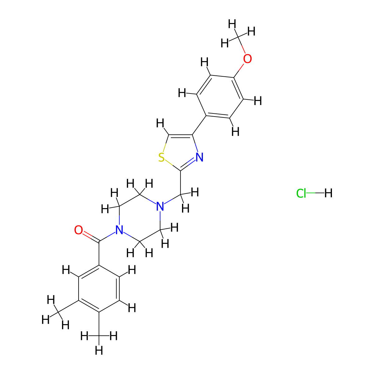 (3,4-Dimethylphenyl)(4-((4-(4-methoxyphenyl)thiazol-2-yl)methyl)piperazin-1-yl)methanone hydrochloride molecular structure, CAS 1216615-29-0