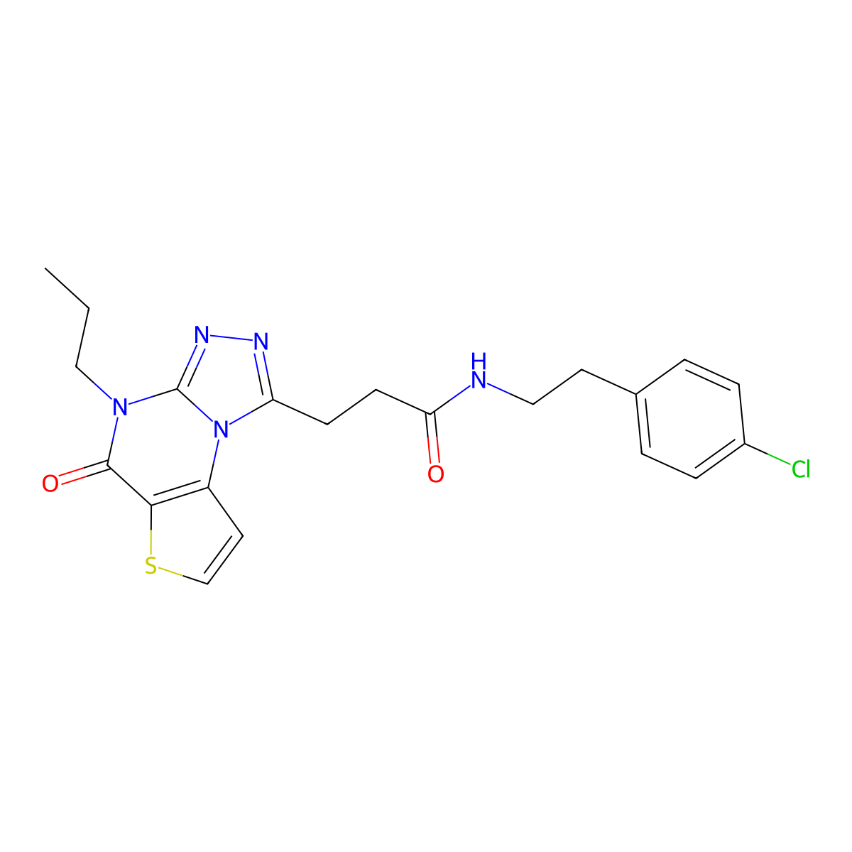 N-(4-chlorophenethyl)-3-(5-oxo-4-propyl-4,5-dihydrothieno[2,3-e][1,2,4]triazolo[4,3-a]pyrimidin-1-yl)propanamide molecular structure, CAS 1216615-31-4