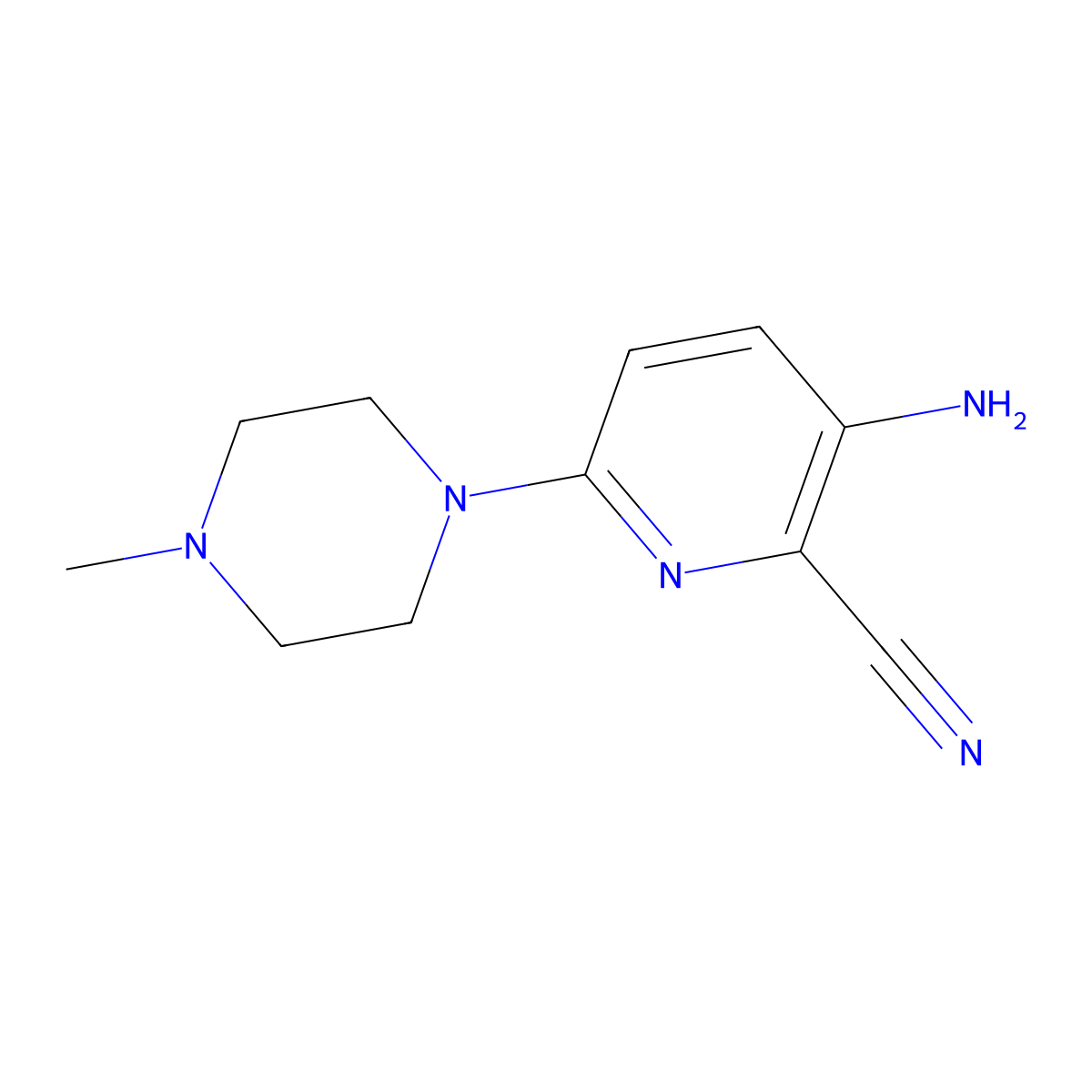 3-Amino-6-(4-methylpiperazin-1-yl)pyridine-2-carbonitrile molecular structure, CAS 1216615-86-9