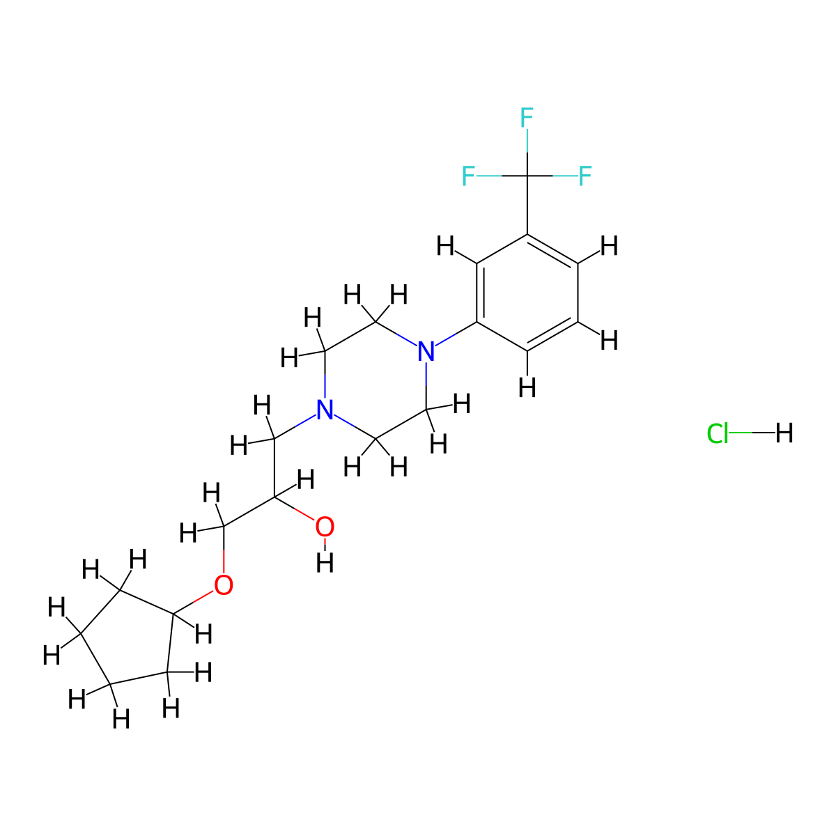 1-(Cyclopentyloxy)-3-(4-(3-(trifluoromethyl)phenyl)piperazin-1-yl)propan-2-ol hydrochloride molecular structure, CAS 1216616-57-7