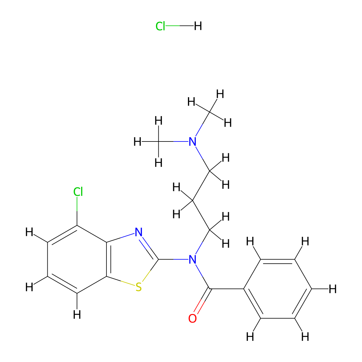 N-(4-chloro-1,3-benzothiazol-2-yl)-N-[3-(dimethylamino)propyl]benzamide hydrochloride molecular structure, CAS 1216616-64-6