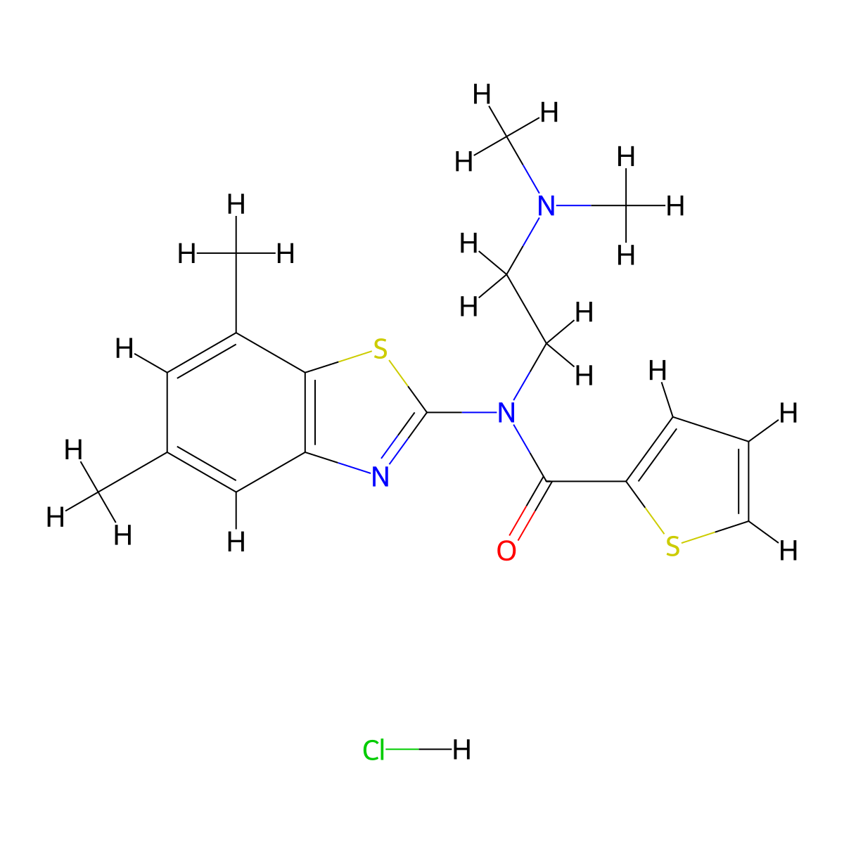 N-(2-(dimethylamino)ethyl)-N-(5,7-dimethylbenzo[d]thiazol-2-yl)thiophene-2-carboxamide hydrochloride molecular structure, CAS 1216616-71-5