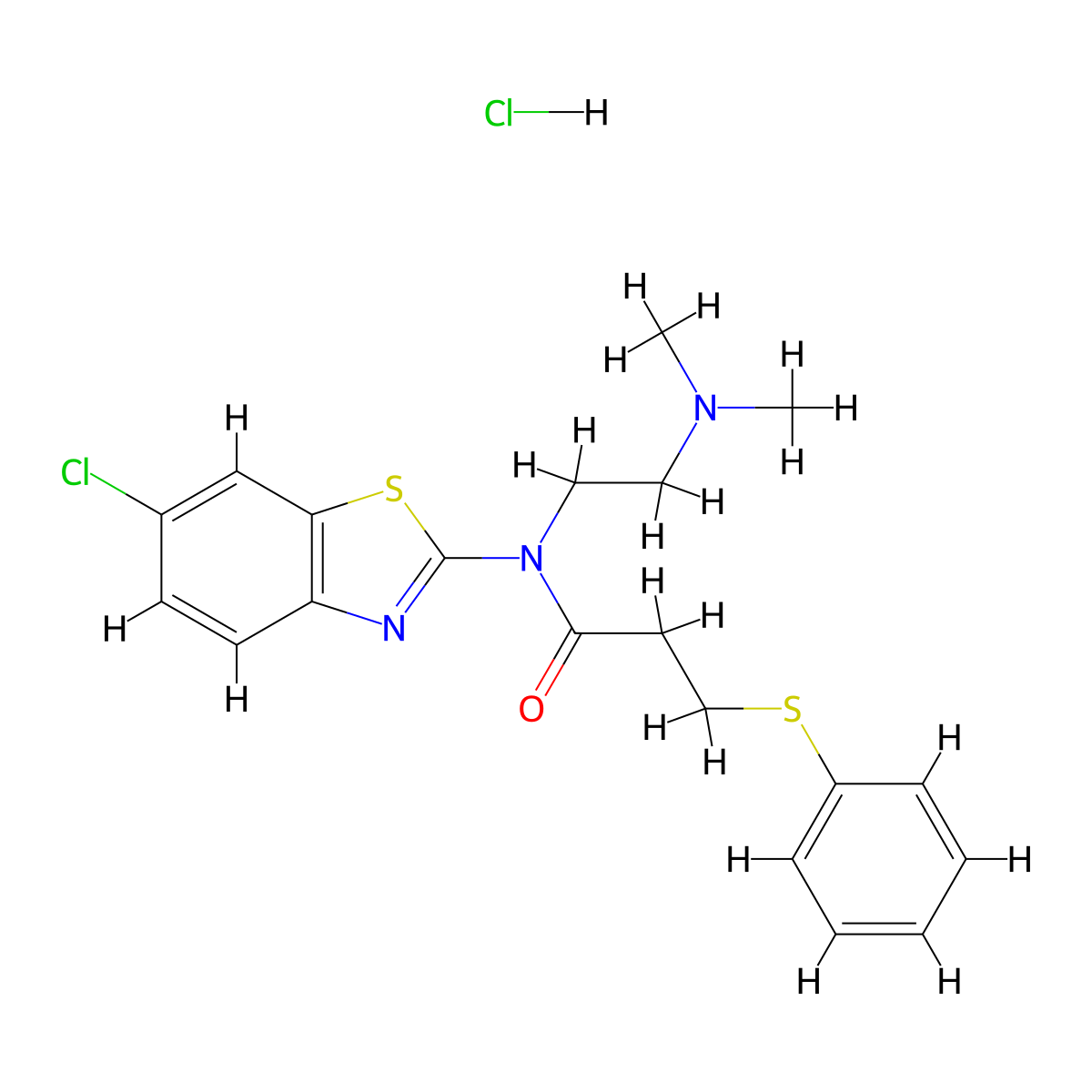N-(6-chlorobenzo[d]thiazol-2-yl)-N-(2-(dimethylamino)ethyl)-3-(phenylthio)propanamide hydrochloride molecular structure, CAS 1216616-95-3