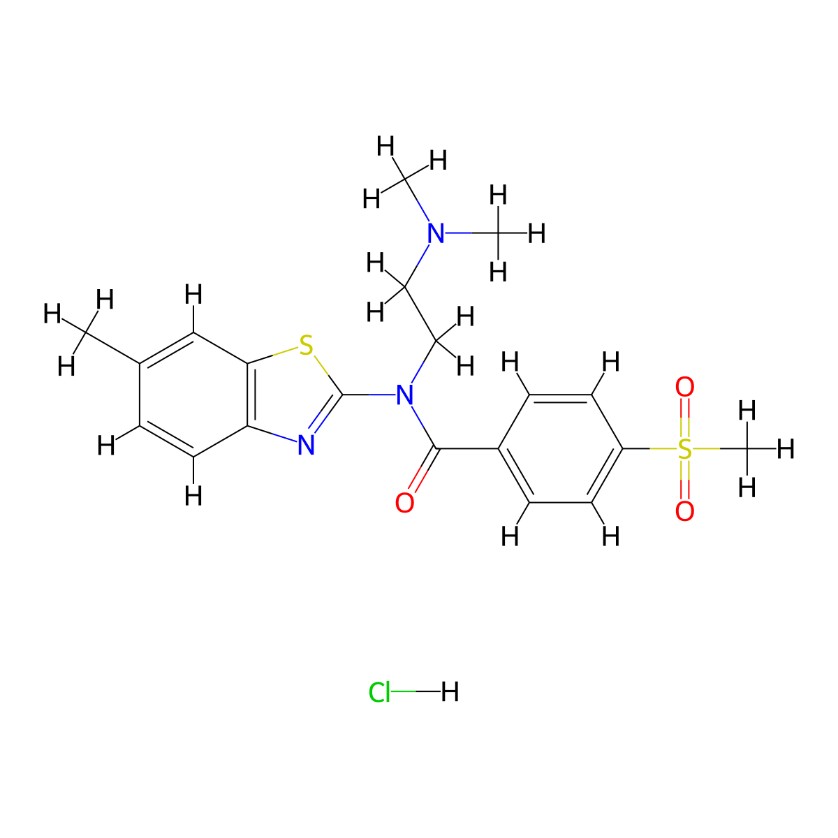 N-(2-(dimethylamino)ethyl)-N-(6-methylbenzo[d]thiazol-2-yl)-4-(methylsulfonyl)benzamide hydrochloride molecular structure, CAS 1216617-30-9