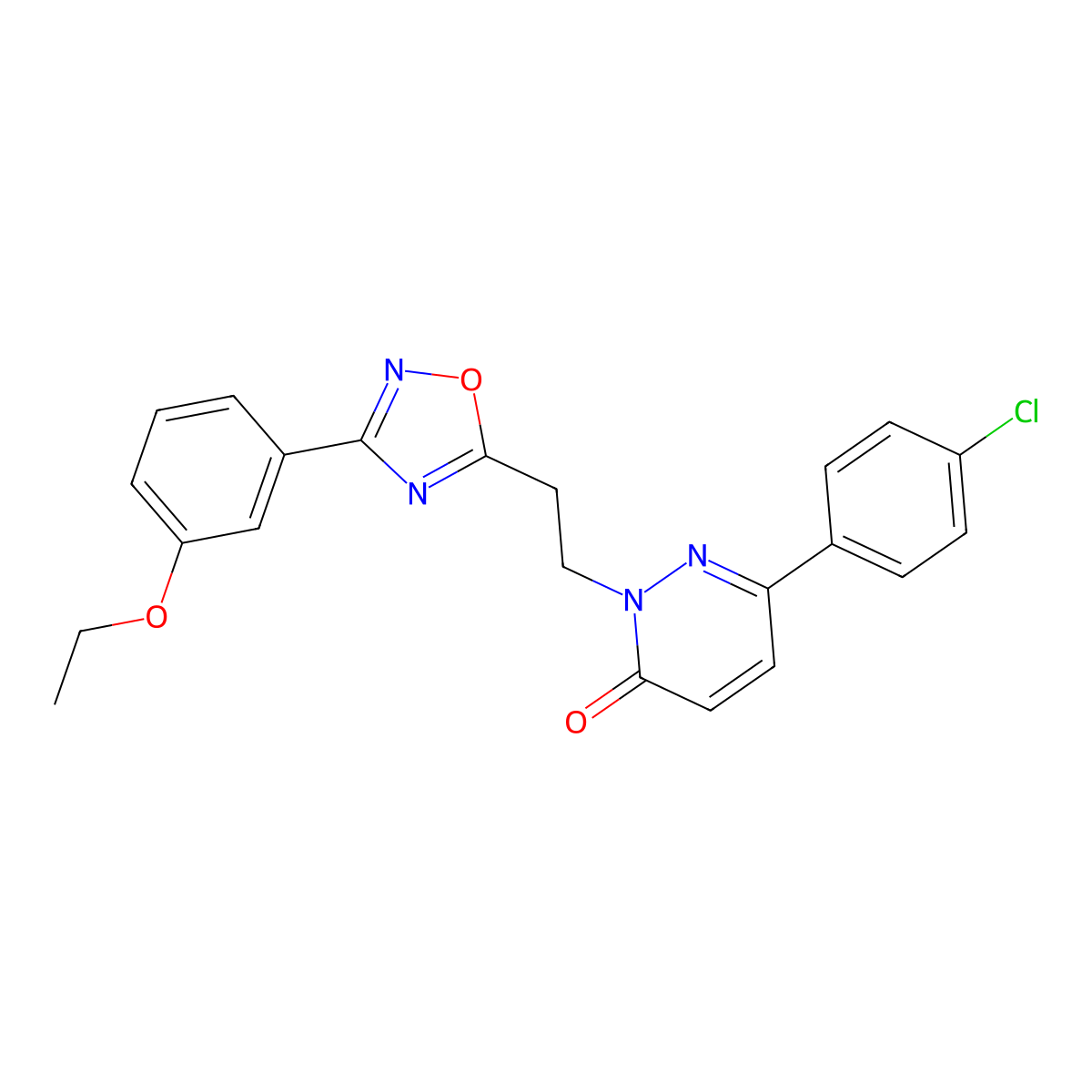 6-(4-chlorophenyl)-2-(2-(3-(3-ethoxyphenyl)-1,2,4-oxadiazol-5-yl)ethyl)pyridazin-3(2H)-one molecular structure, CAS 1216618-64-2