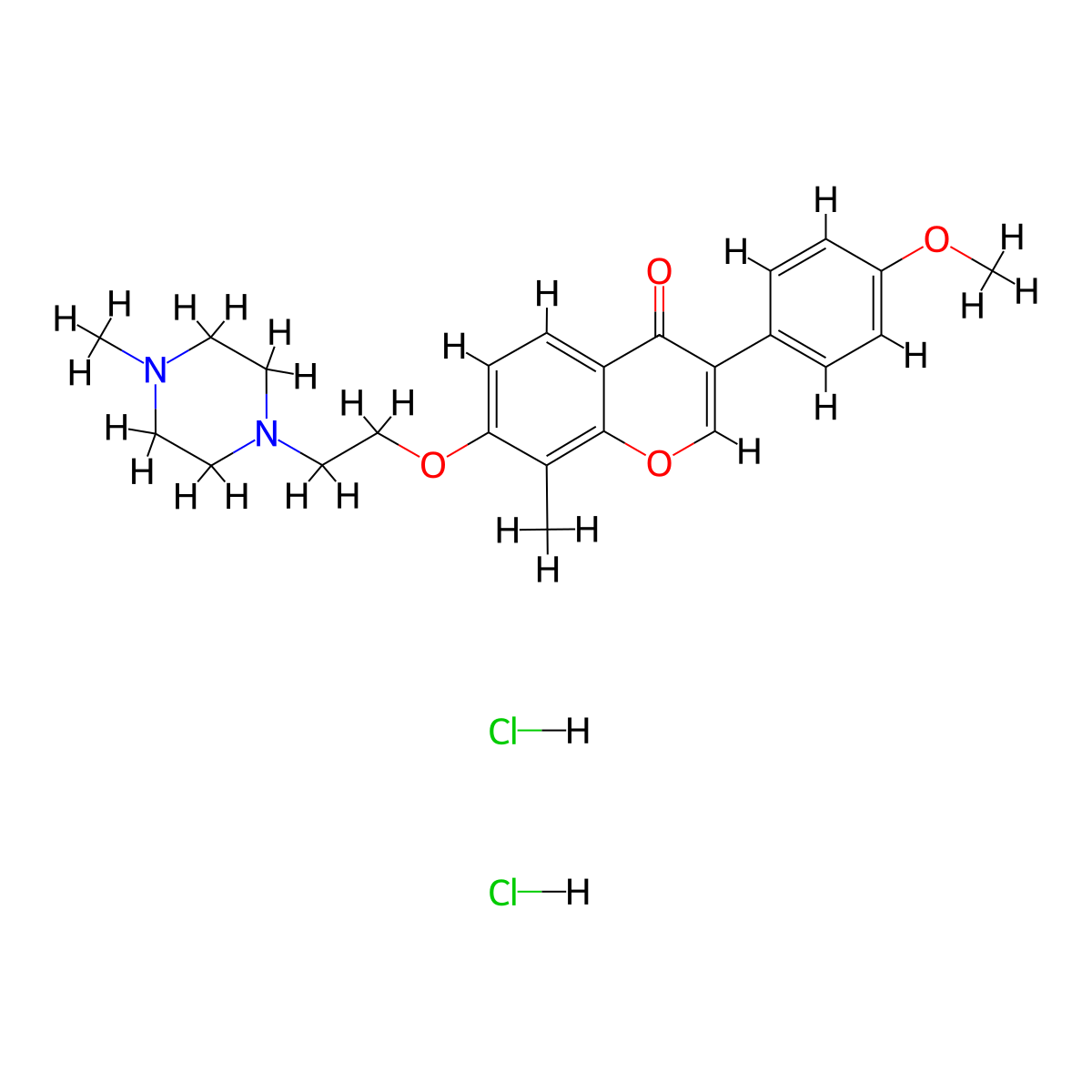 3-(4-methoxyphenyl)-8-methyl-7-(2-(4-methylpiperazin-1-yl)ethoxy)-4H-chromen-4-one dihydrochloride molecular structure, CAS 1216618-94-8