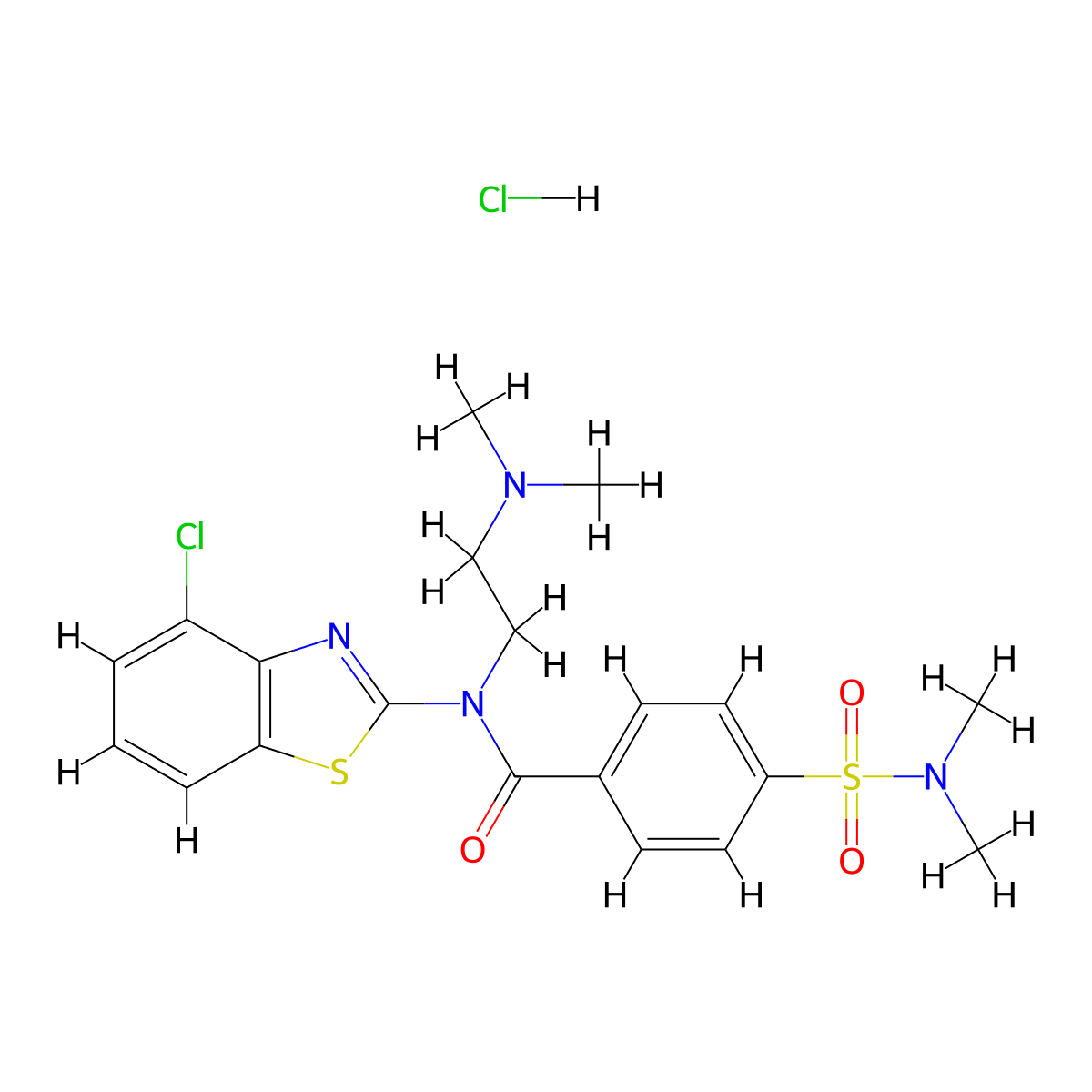 N-(4-chlorobenzo[d]thiazol-2-yl)-N-(2-(dimethylamino)ethyl)-4-(N,N-dimethylsulfamoyl)benzamide hydrochloride molecular structure, CAS 1216619-63-4