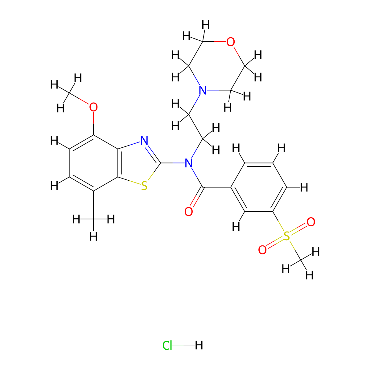 N-(4-methoxy-7-methylbenzo[d]thiazol-2-yl)-3-(methylsulfonyl)-N-(2-morpholinoethyl)benzamide hydrochloride molecular structure, CAS 1216621-43-0