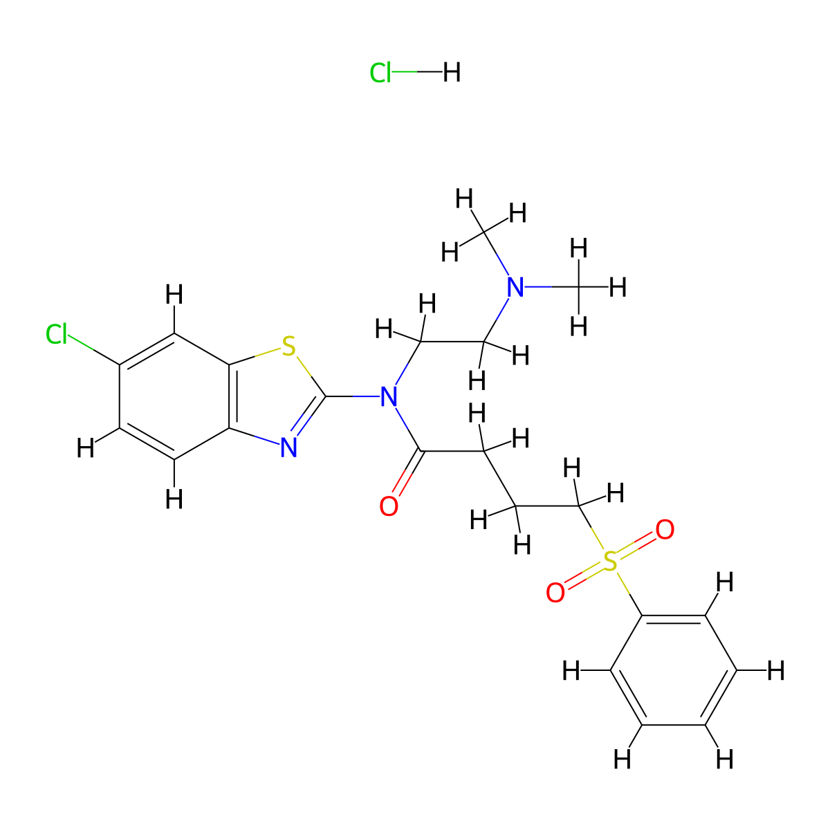 N-(6-chlorobenzo[d]thiazol-2-yl)-N-(2-(dimethylamino)ethyl)-4-(phenylsulfonyl)butanamide hydrochloride molecular structure, CAS 1216621-53-2