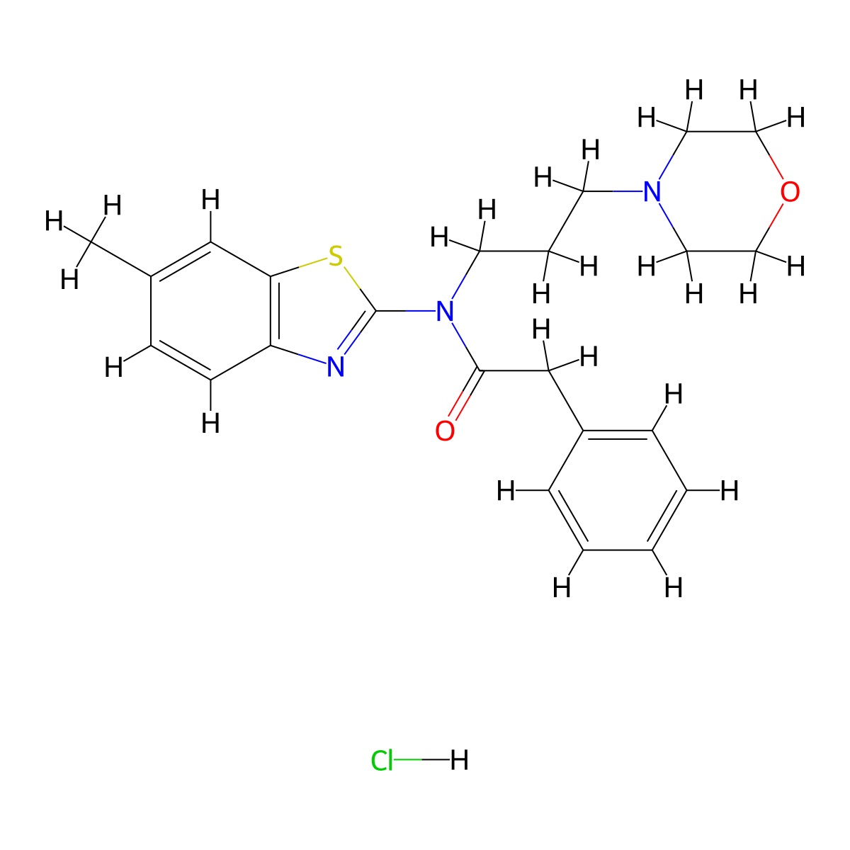 N-(6-methylbenzo[d]thiazol-2-yl)-N-(3-morpholinopropyl)-2-phenylacetamide hydrochloride molecular structure, CAS 1216621-89-4