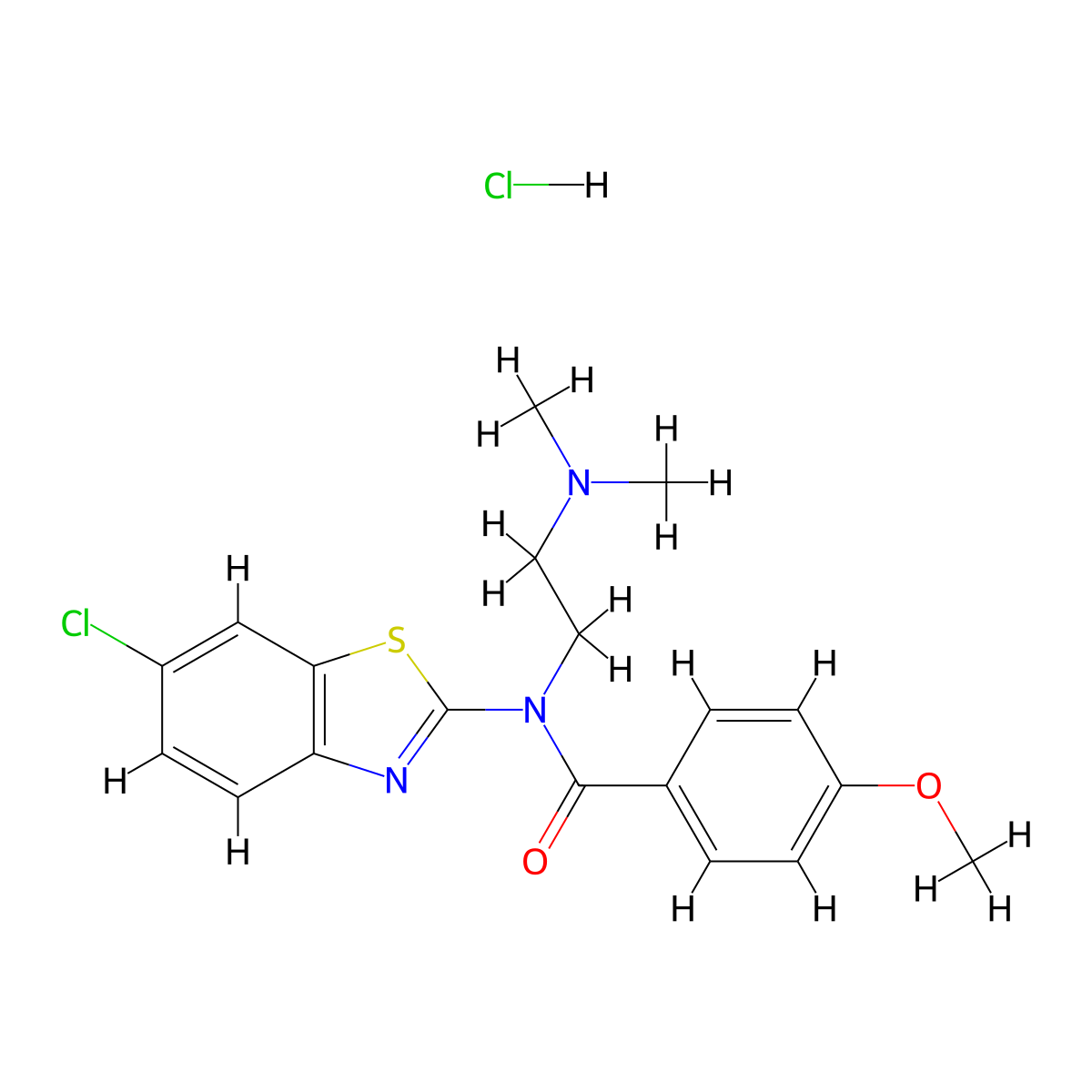 N-(6-chlorobenzo[d]thiazol-2-yl)-N-(2-(dimethylamino)ethyl)-4-methoxybenzamide hydrochloride molecular structure, CAS 1216622-93-3