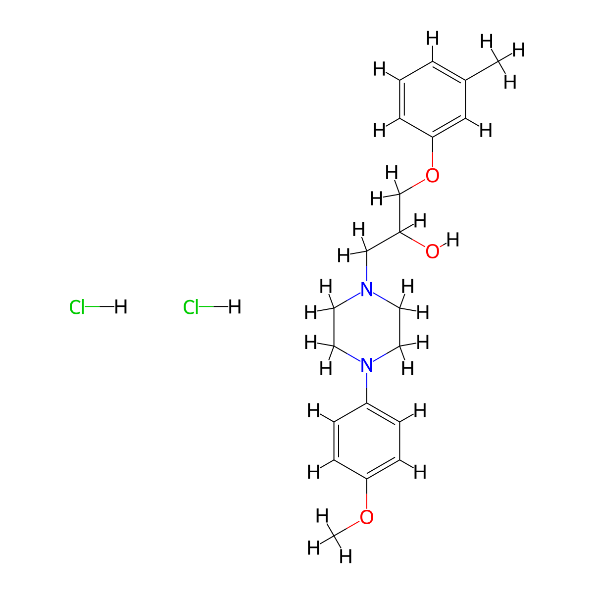 1-(4-(4-Methoxyphenyl)piperazin-1-yl)-3-(m-tolyloxy)propan-2-ol dihydrochloride molecular structure, CAS 1216623-21-0