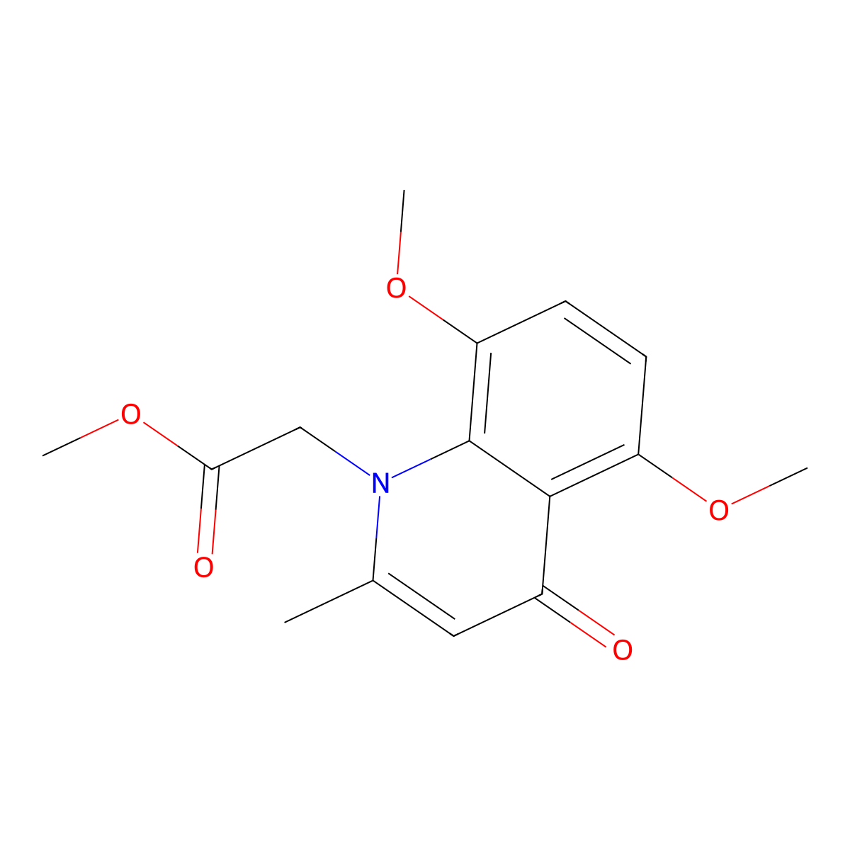 Methyl 2-(5,8-dimethoxy-2-methyl-4-oxoquinolin-1(4H)-yl)acetate molecular structure, CAS 1216624-36-0