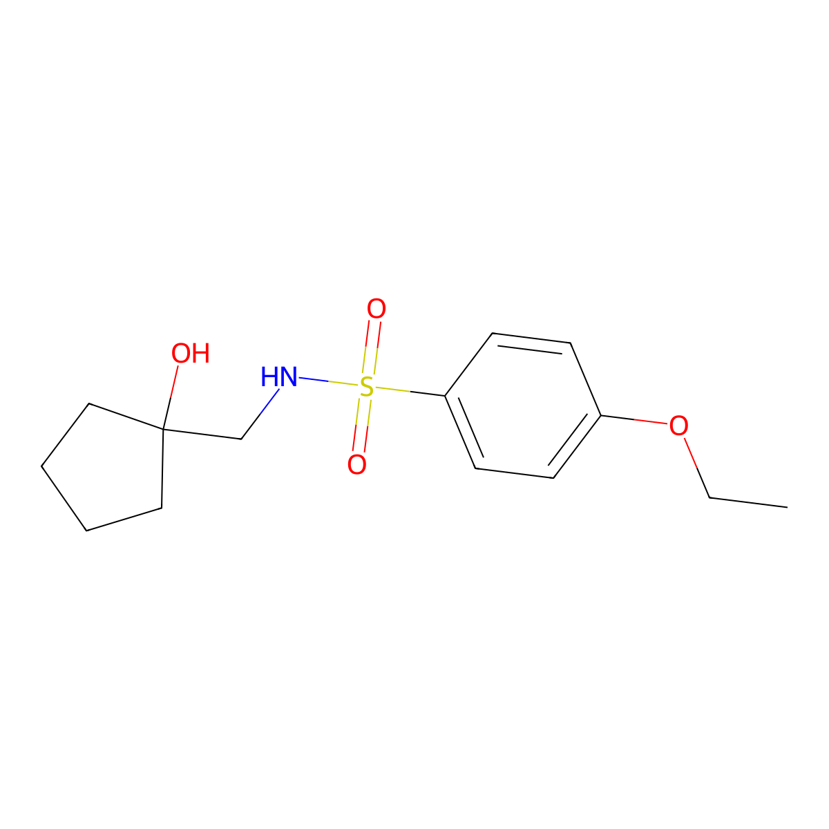 4-ethoxy-N-((1-hydroxycyclopentyl)methyl)benzenesulfonamide molecular structure, CAS 1216625-69-2