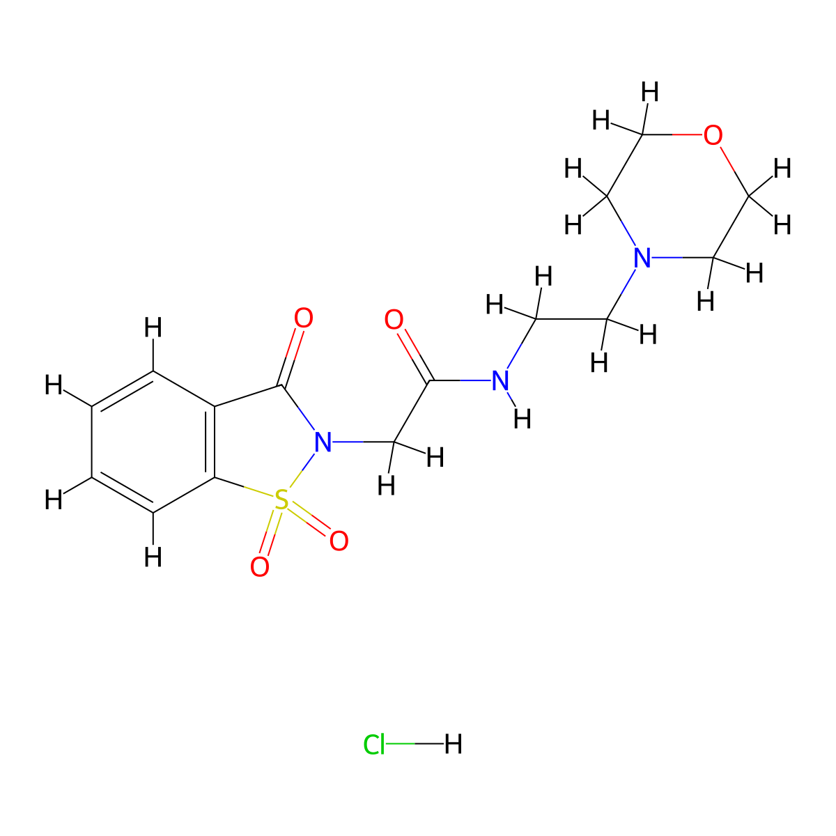 2-(1,1-dioxido-3-oxobenzo[d]isothiazol-2(3H)-yl)-N-(2-morpholinoethyl)acetamide hydrochloride molecular structure, CAS 1216627-09-6