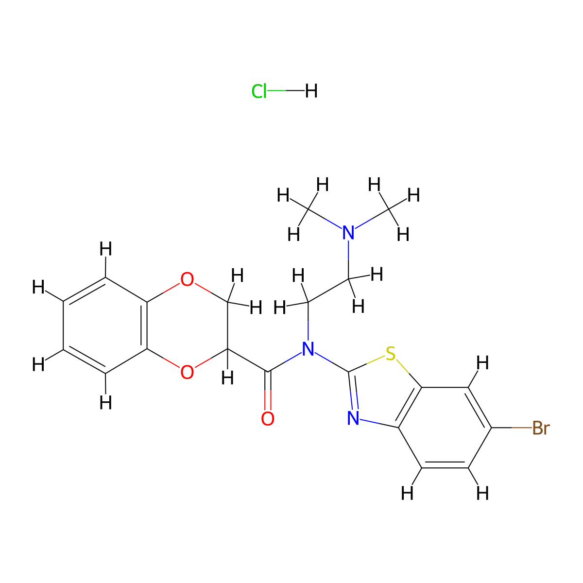 N-(6-bromobenzo[d]thiazol-2-yl)-N-(2-(dimethylamino)ethyl)-2,3-dihydrobenzo[b][1,4]dioxine-2-carboxamide hydrochloride molecular structure, CAS 1216627-29-0