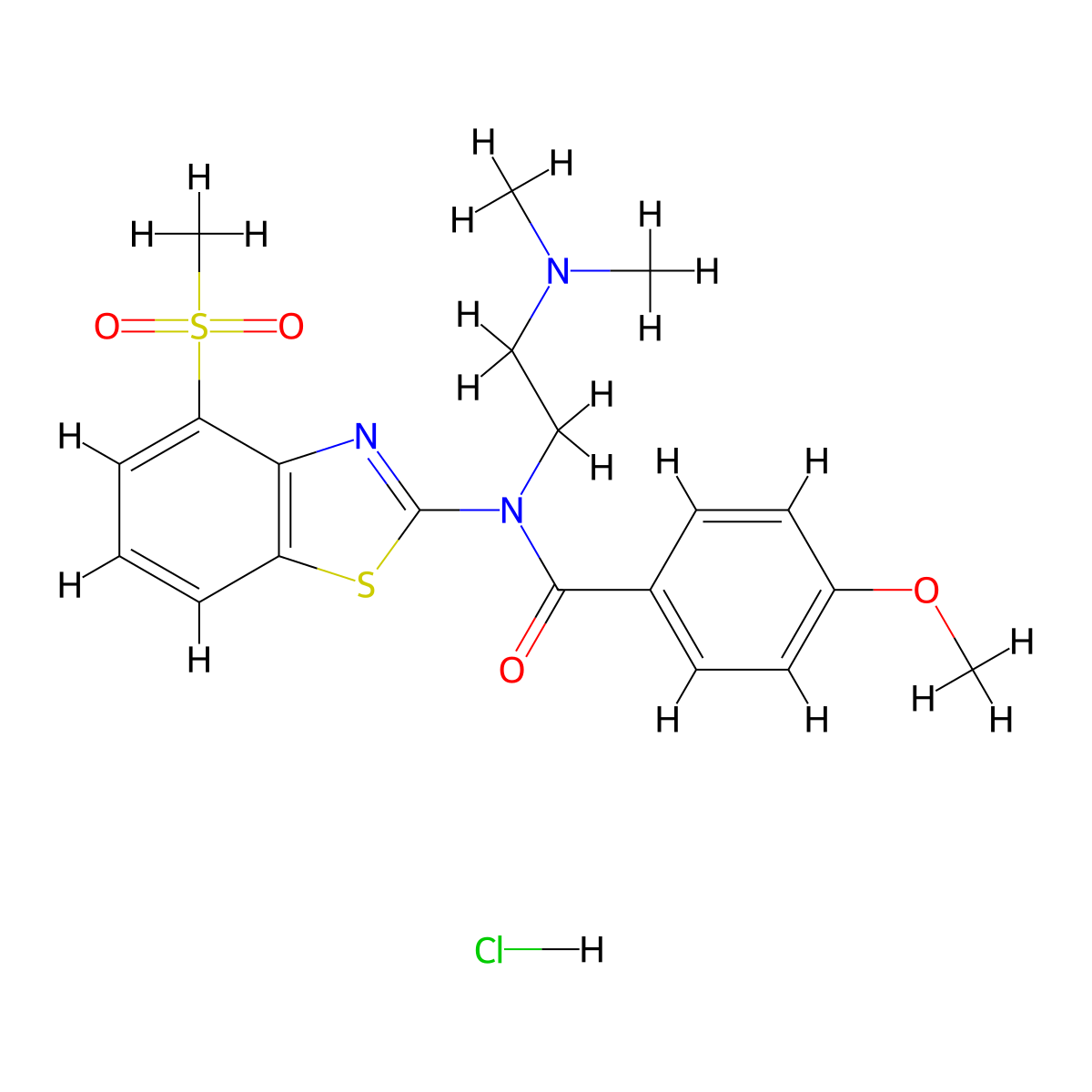 N-(2-(dimethylamino)ethyl)-4-methoxy-N-(4-(methylsulfonyl)benzo[d]thiazol-2-yl)benzamide hydrochloride molecular structure, CAS 1216627-53-0