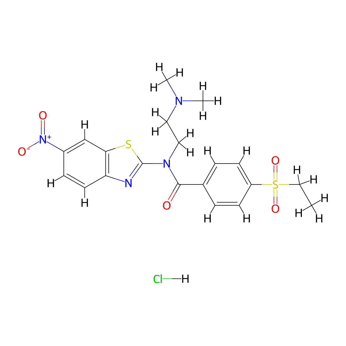 N-(2-(dimethylamino)ethyl)-4-(ethylsulfonyl)-N-(6-nitrobenzo[d]thiazol-2-yl)benzamide hydrochloride molecular structure, CAS 1216628-71-5