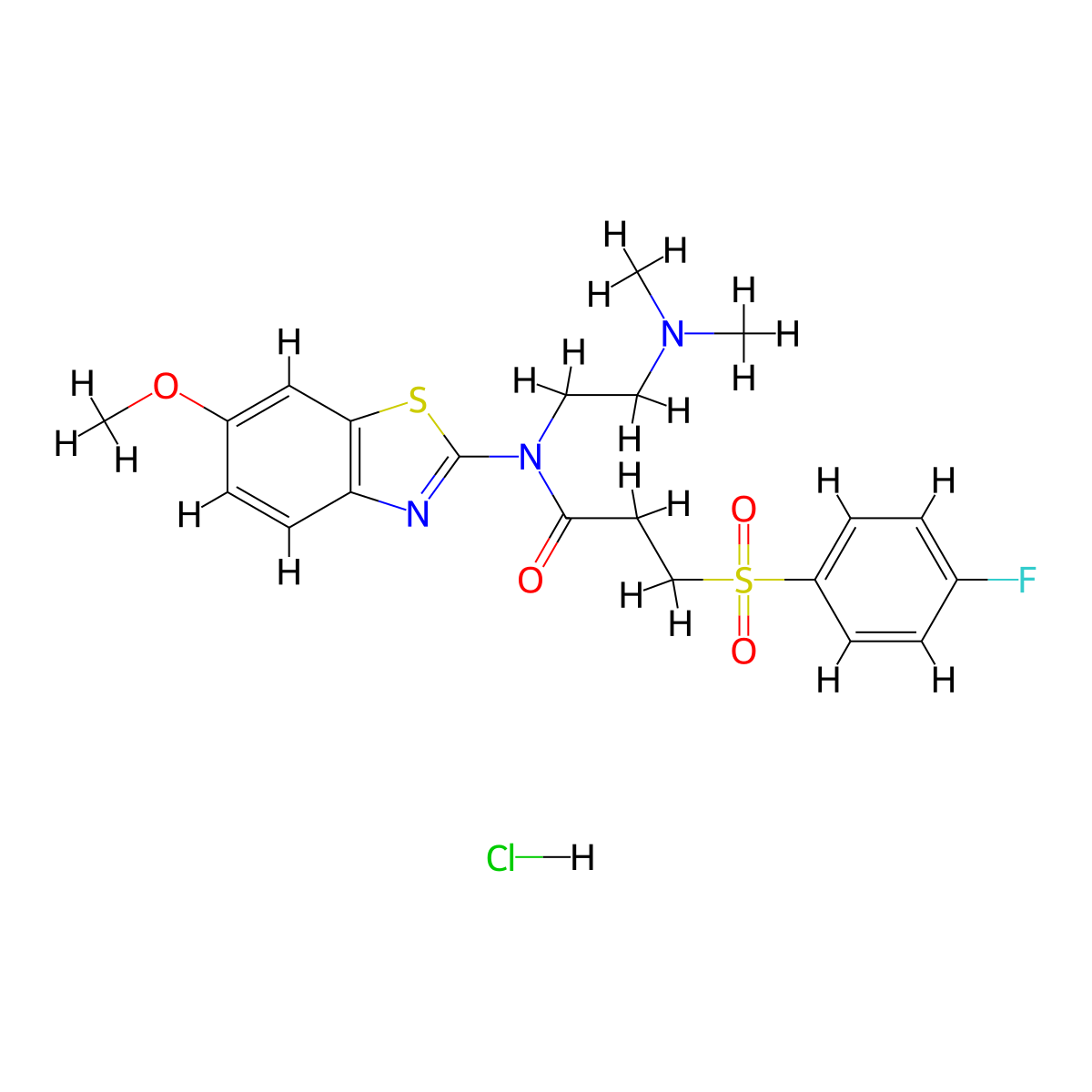 N-(2-(dimethylamino)ethyl)-3-((4-fluorophenyl)sulfonyl)-N-(6-methoxybenzo[d]thiazol-2-yl)propanamide hydrochloride molecular structure, CAS 1216629-24-1