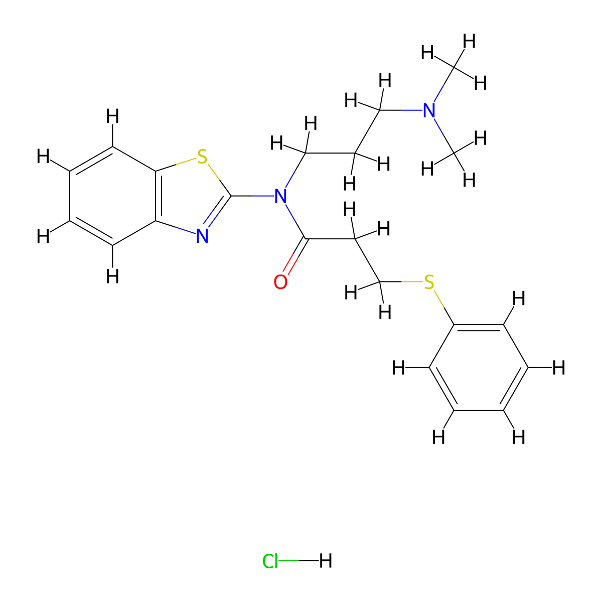 N-(benzo[d]thiazol-2-yl)-N-(3-(dimethylamino)propyl)-3-(phenylthio)propanamide hydrochloride molecular structure, CAS 1216629-50-3