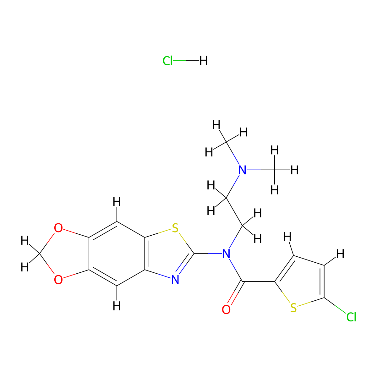 N-([1,3]dioxolo[4',5':4,5]benzo[1,2-d]thiazol-6-yl)-5-chloro-N-(2-(dimethylamino)ethyl)thiophene-2-carboxamide hydrochloride molecular structure, CAS 1216629-62-7
