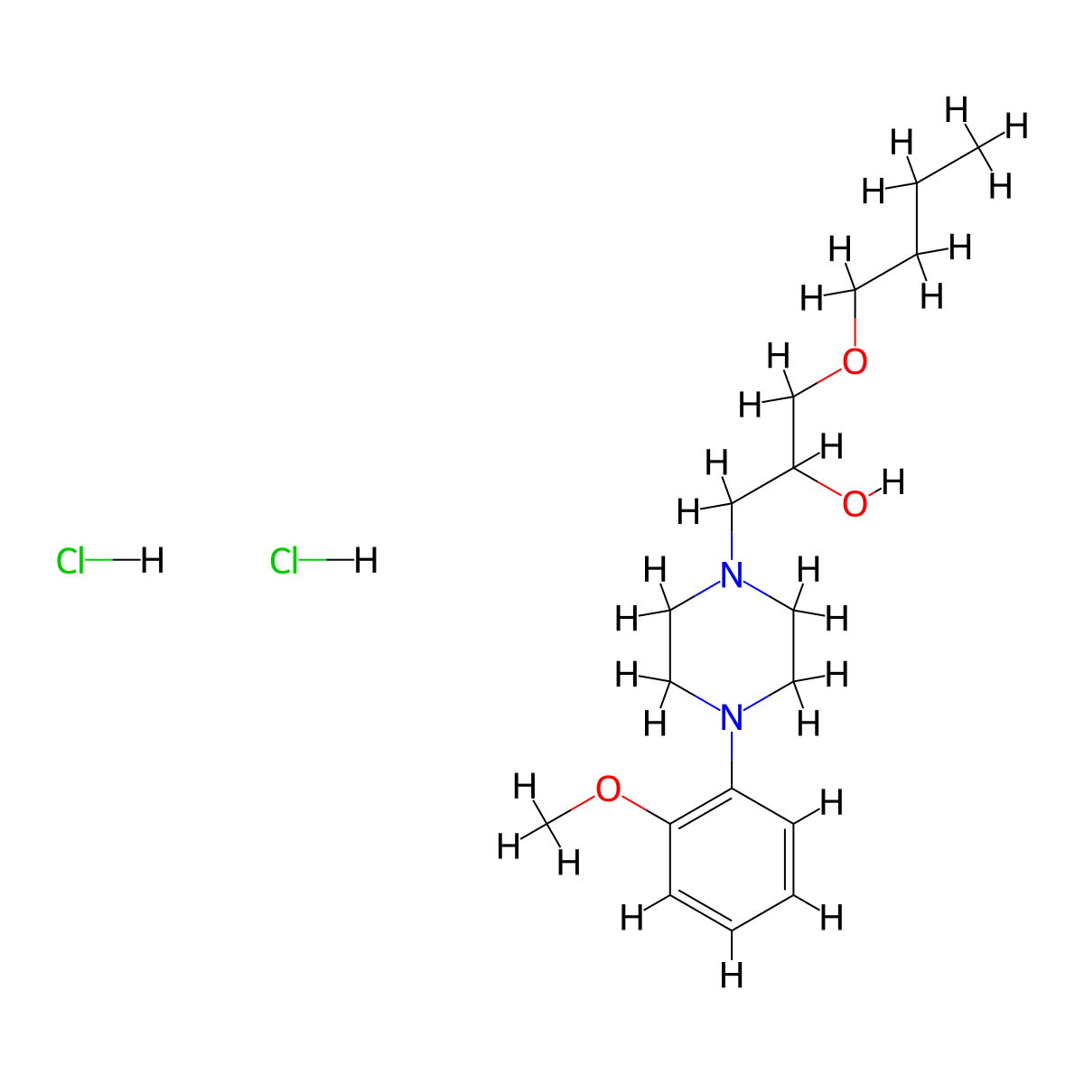 1-Butoxy-3-[4-(2-methoxyphenyl)piperazin-1-YL]propan-2-OL dihydrochloride molecular structure, CAS 1216629-65-0