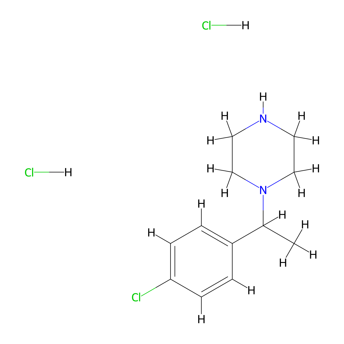 1-[1-(4-Chlorophenyl)ethyl]piperazine dihydrochloride molecular structure, CAS 1216631-67-2